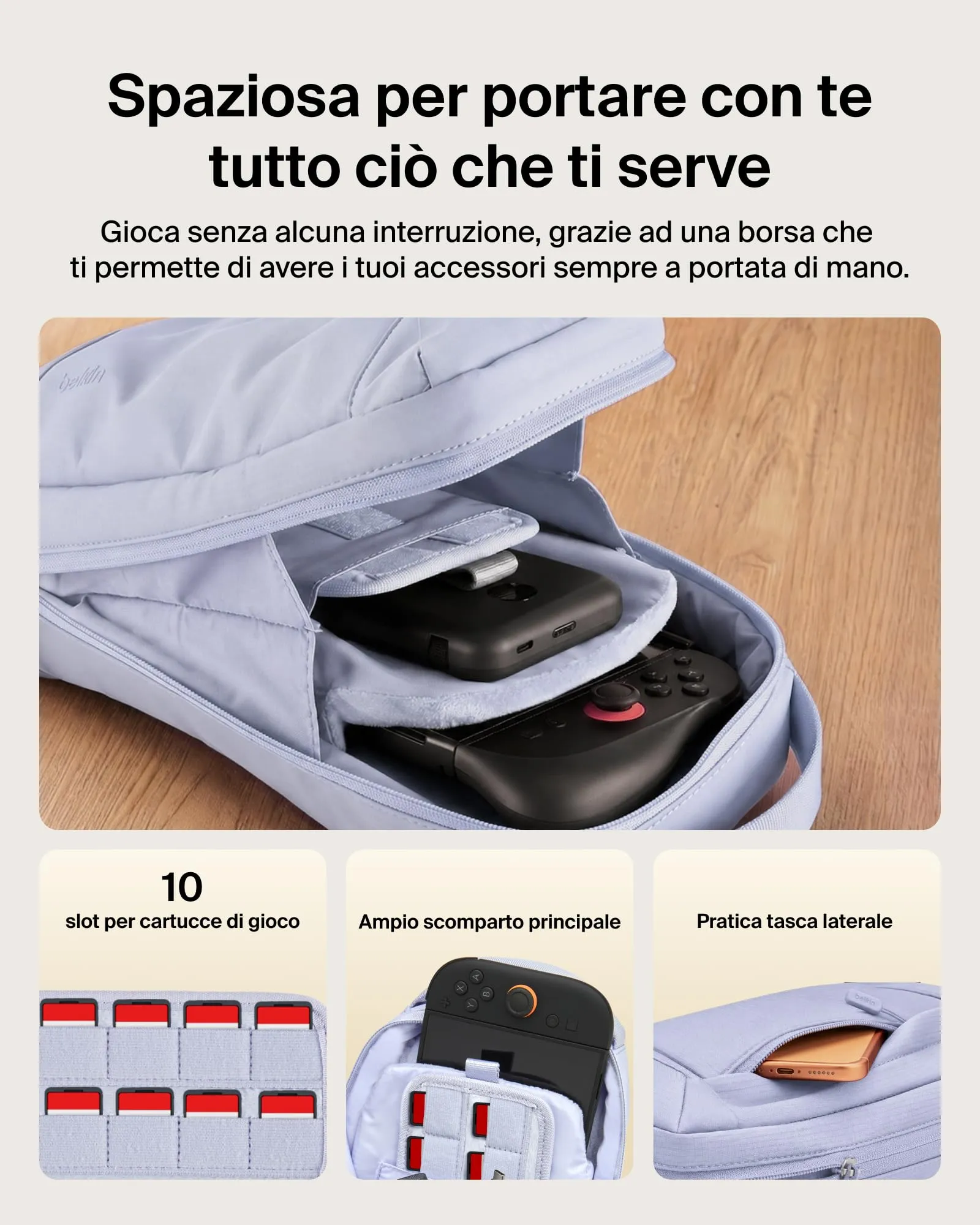 Belkin Borsa Protettiva da Viaggio per Nintendo Switch 2 - Viola - immagine 4