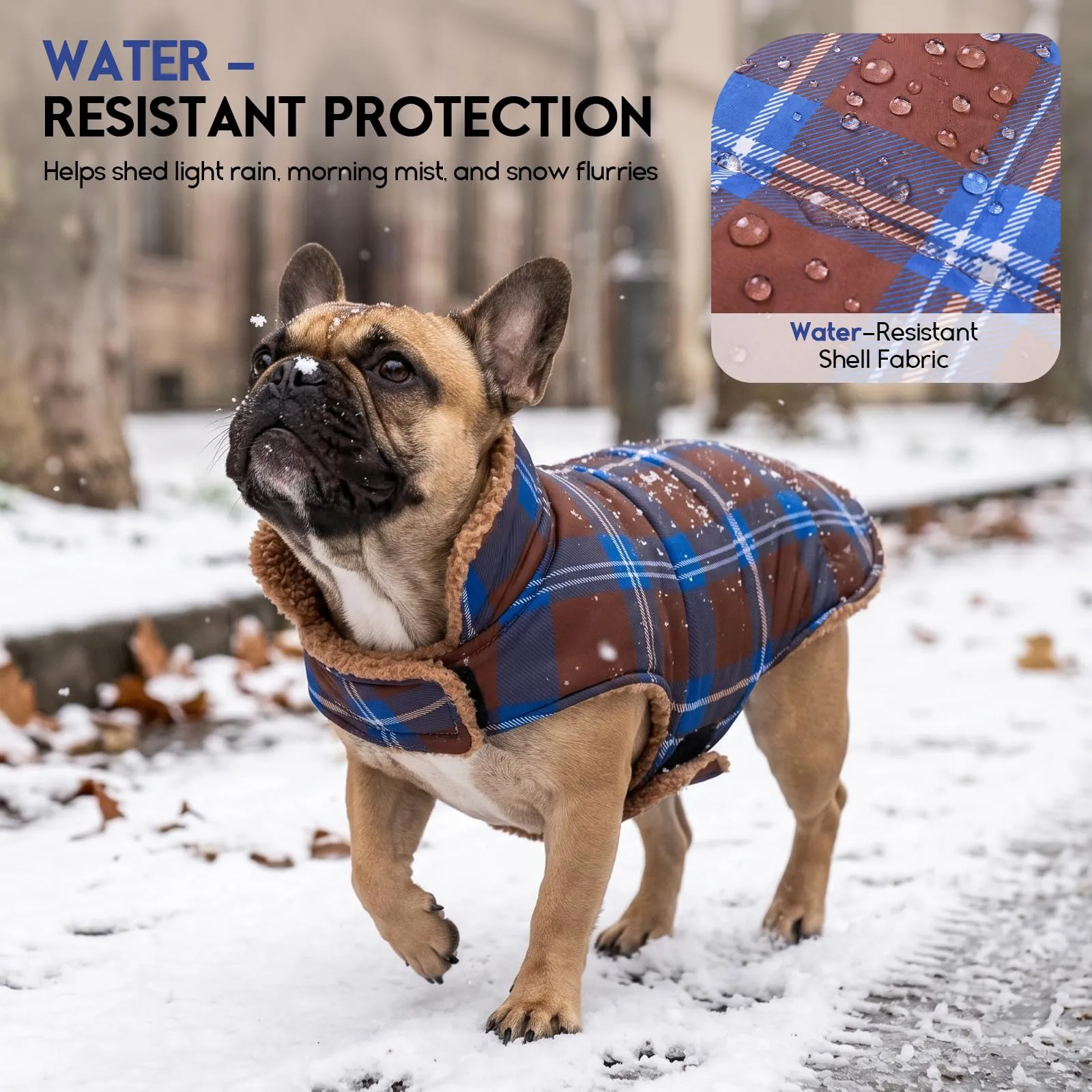 ASENKU Cappotto Cane Invernale Impermeabile Reversibile Tartan e Pile, Taglia 3XL - immagine 4