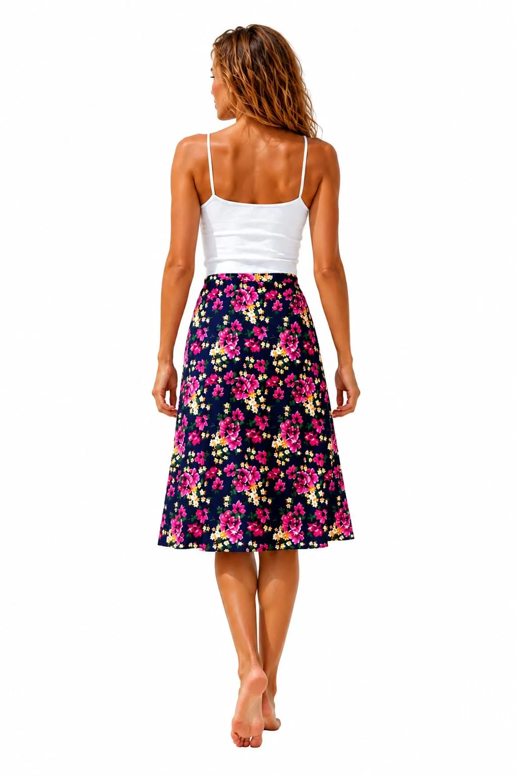 Van Der Rich Gonna Floreale con Elastico in Vita Donna - Navy Fiore 2, L-XL - immagine 2