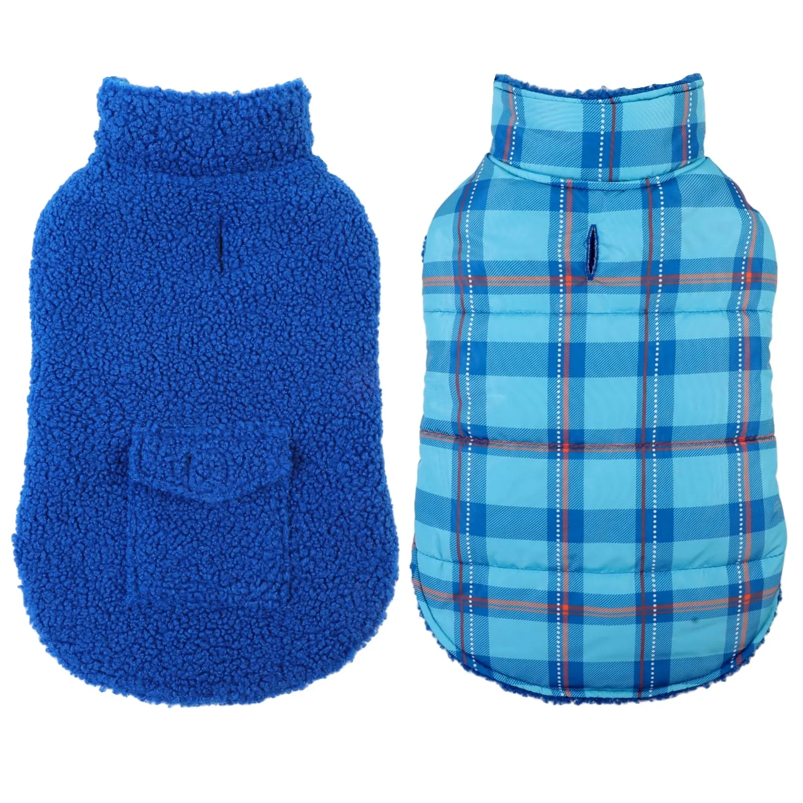 ASENKU Cappotto Cane Invernale Impermeabile Reversibile, Taglia L, Blu Reale - immagine 1