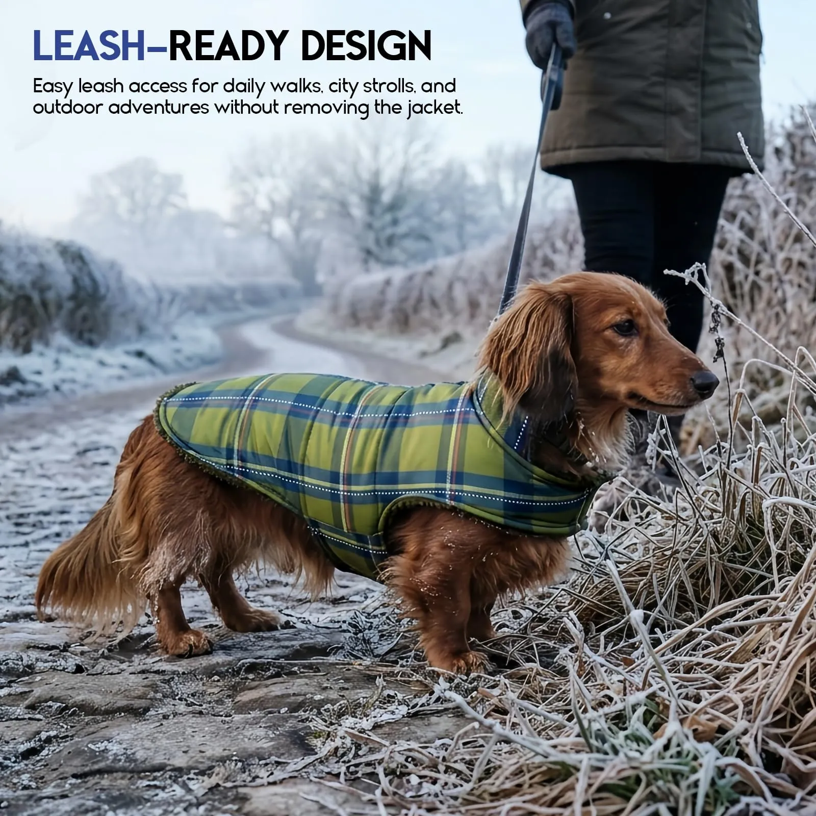 ASENKU Cappotto Cane Invernale Impermeabile Reversibile Tartan e Pile, 3XL, Verde Militare - immagine 3