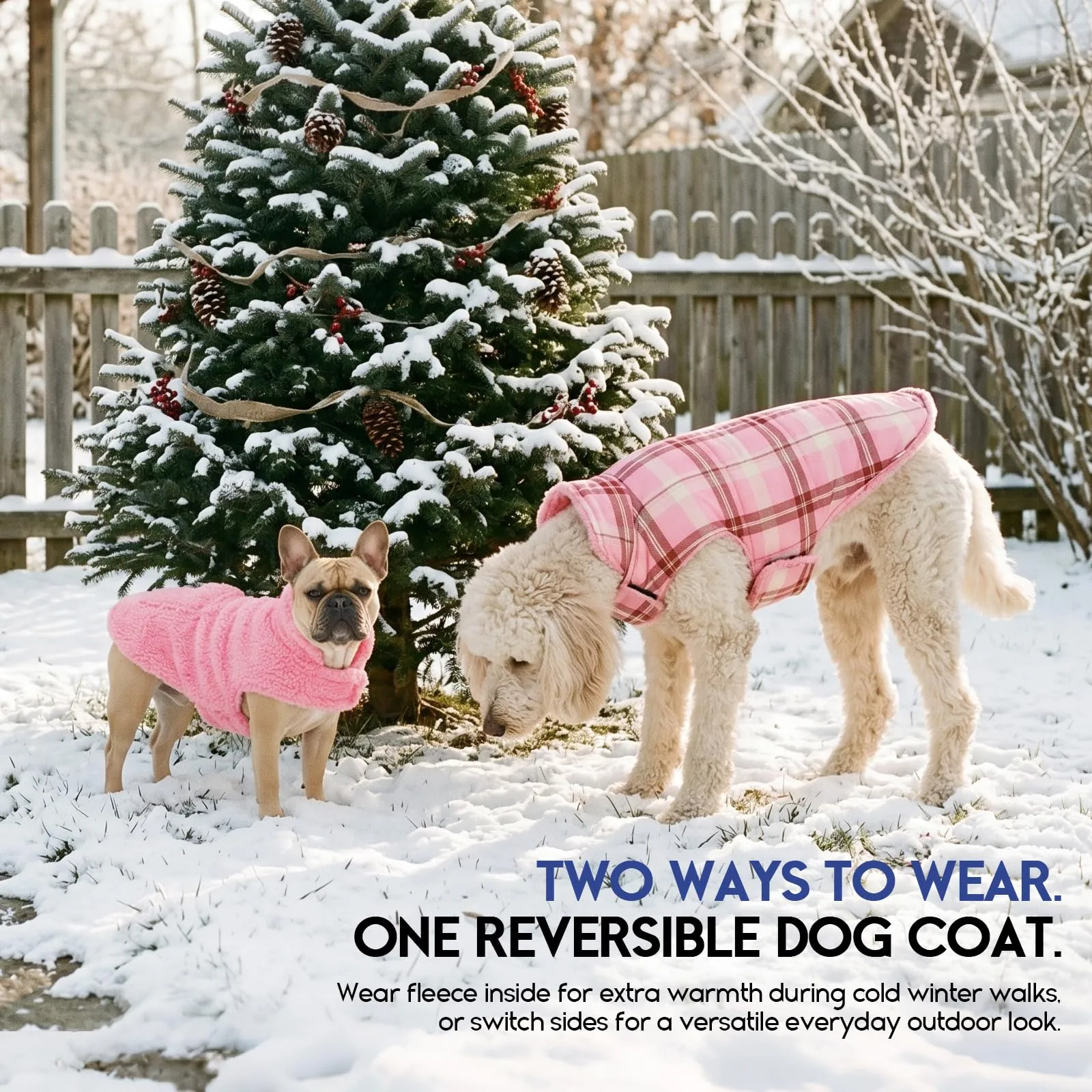 ASENKU Cappotto Cane Invernale Impermeabile Reversibile, Taglia XS, Rosa Chiaro - immagine 8