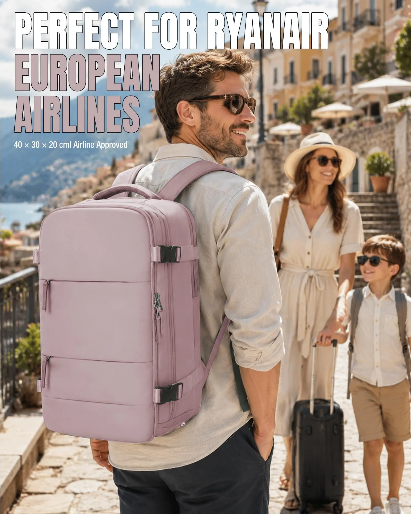 BJLFS Zaino da Viaggio Sottovuoto con Pompa, 40x30x20 cm, Impermeabile per Ryanair, Wizzair, Easyjet, Donna - immagine 7