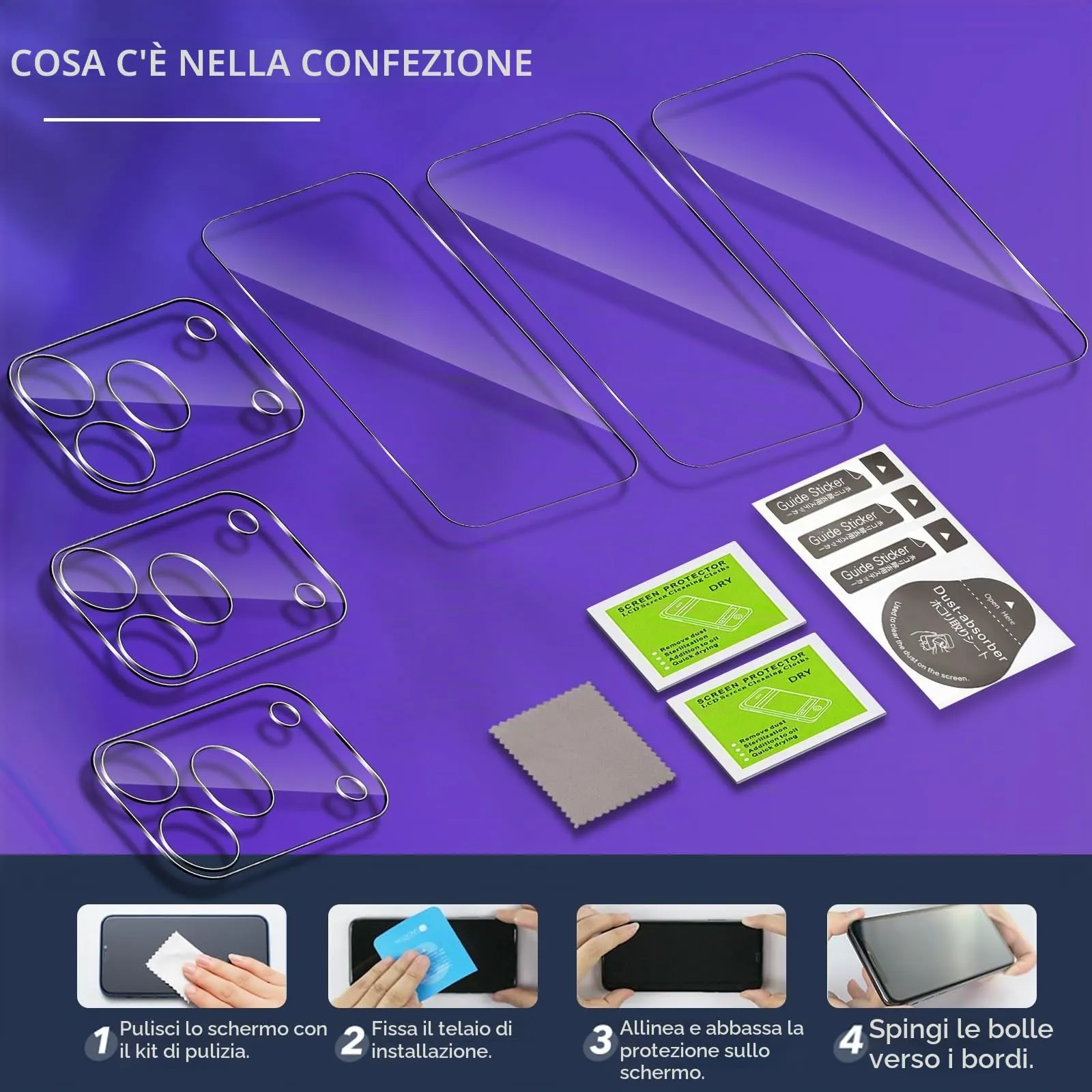 ELYCO Vetro Temperato per Honor 600 Pro, 3+3 Pezzi - immagine 8