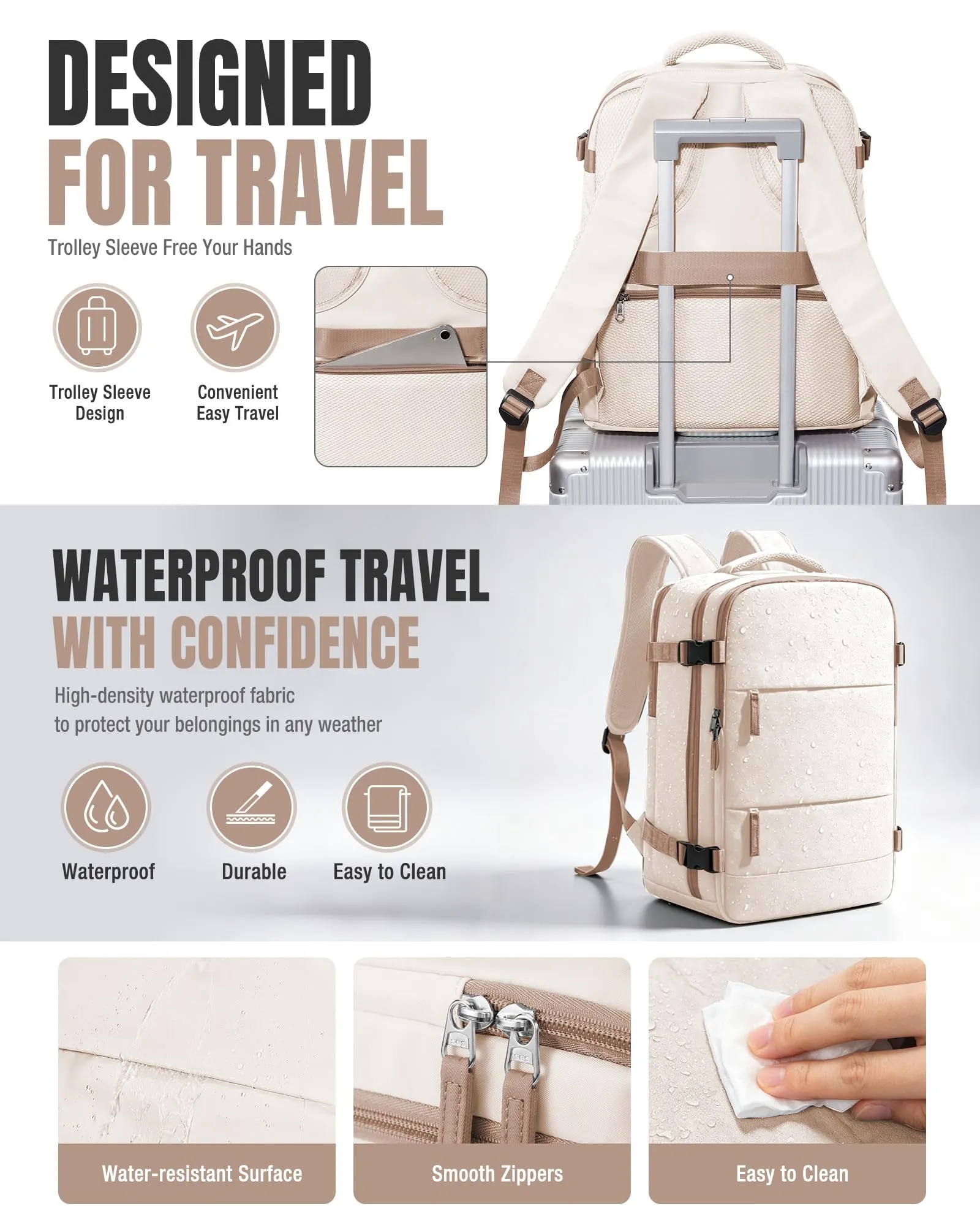 BJLFS Zaino da Viaggio Cabina Sottovuoto con Pompa 40x30x20 Impermeabile per Ryanair Wizzair Easyjet - immagine 6