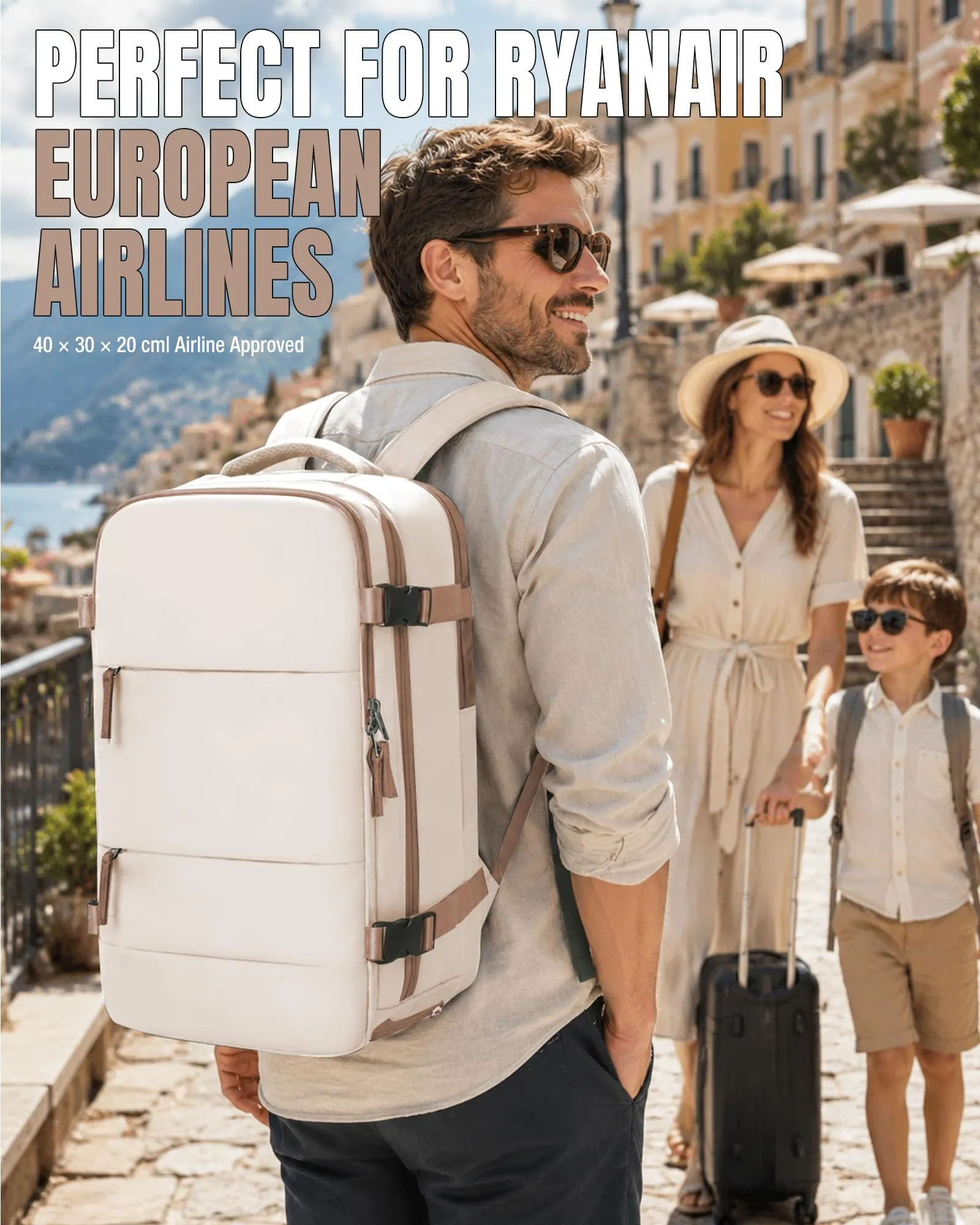 BJLFS Zaino da Viaggio Cabina Sottovuoto con Pompa 40x30x20 Impermeabile per Ryanair Wizzair Easyjet - immagine 7