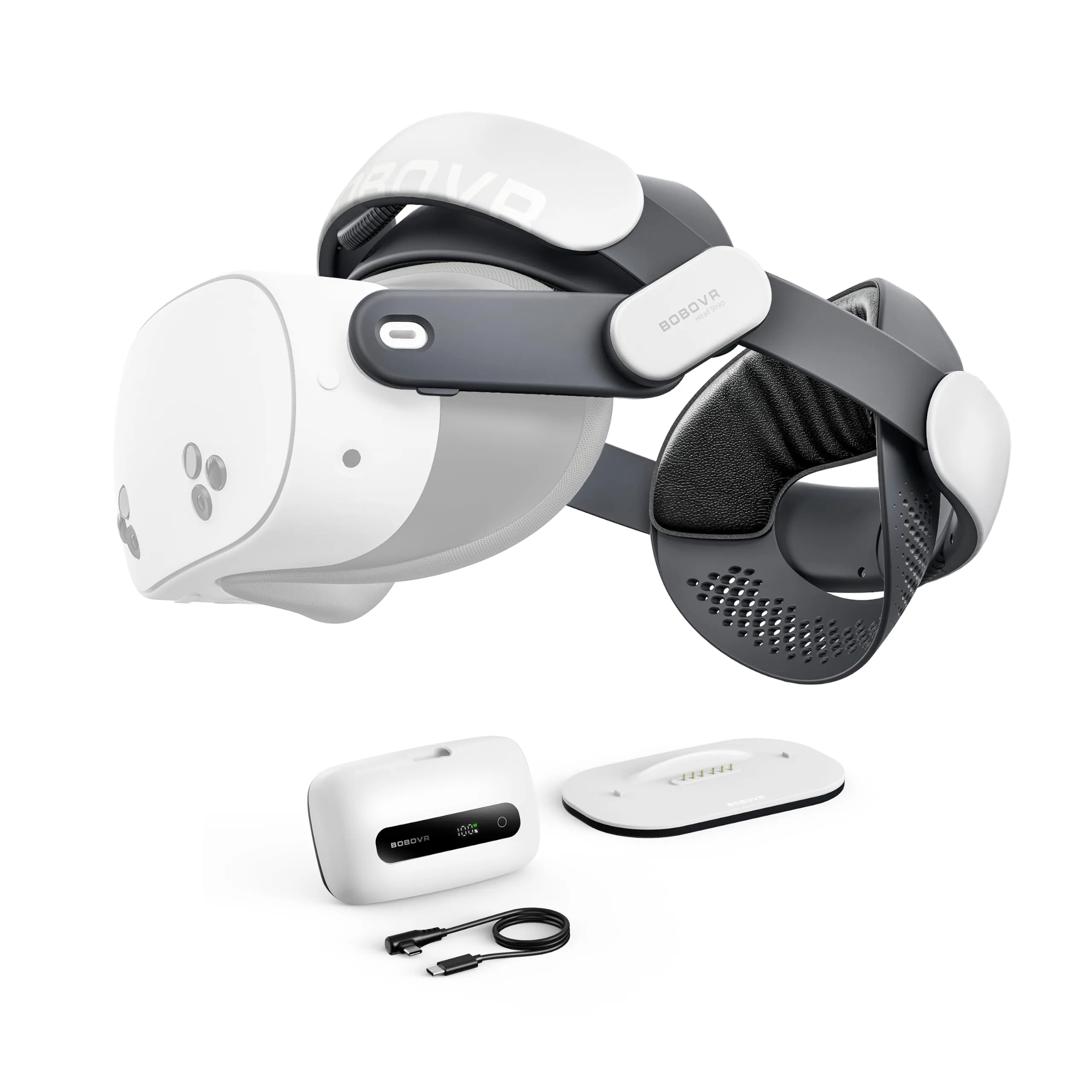 BOBOVR M3 Pro+ Cinturino per Testa per Quest 3/3S, Modalità Dual Halo ed Elite Fit con Batteria BM60 e Base di Ricarica - immagine 1