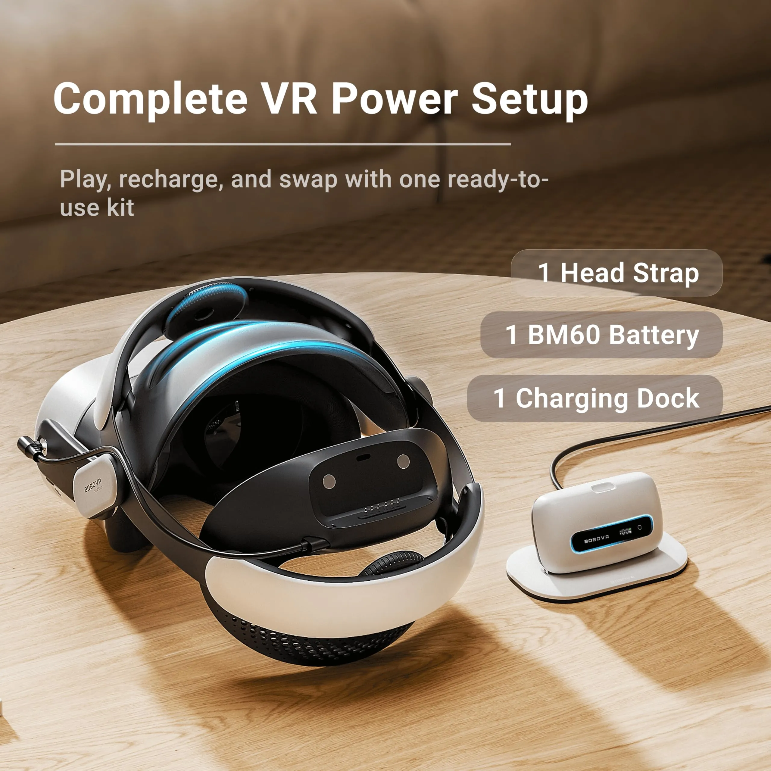 BOBOVR M3 Pro+ Cinturino per Testa per Quest 3/3S, Modalità Dual Halo ed Elite Fit con Batteria BM60 e Base di Ricarica - immagine 2
