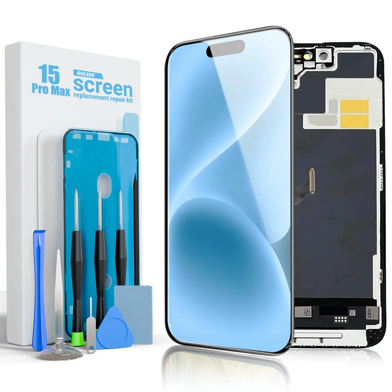 GULEEK Display LCD per iPhone 15 Pro Max, Schermo FHD 6,7" con Touch Screen Integrato - immagine 1