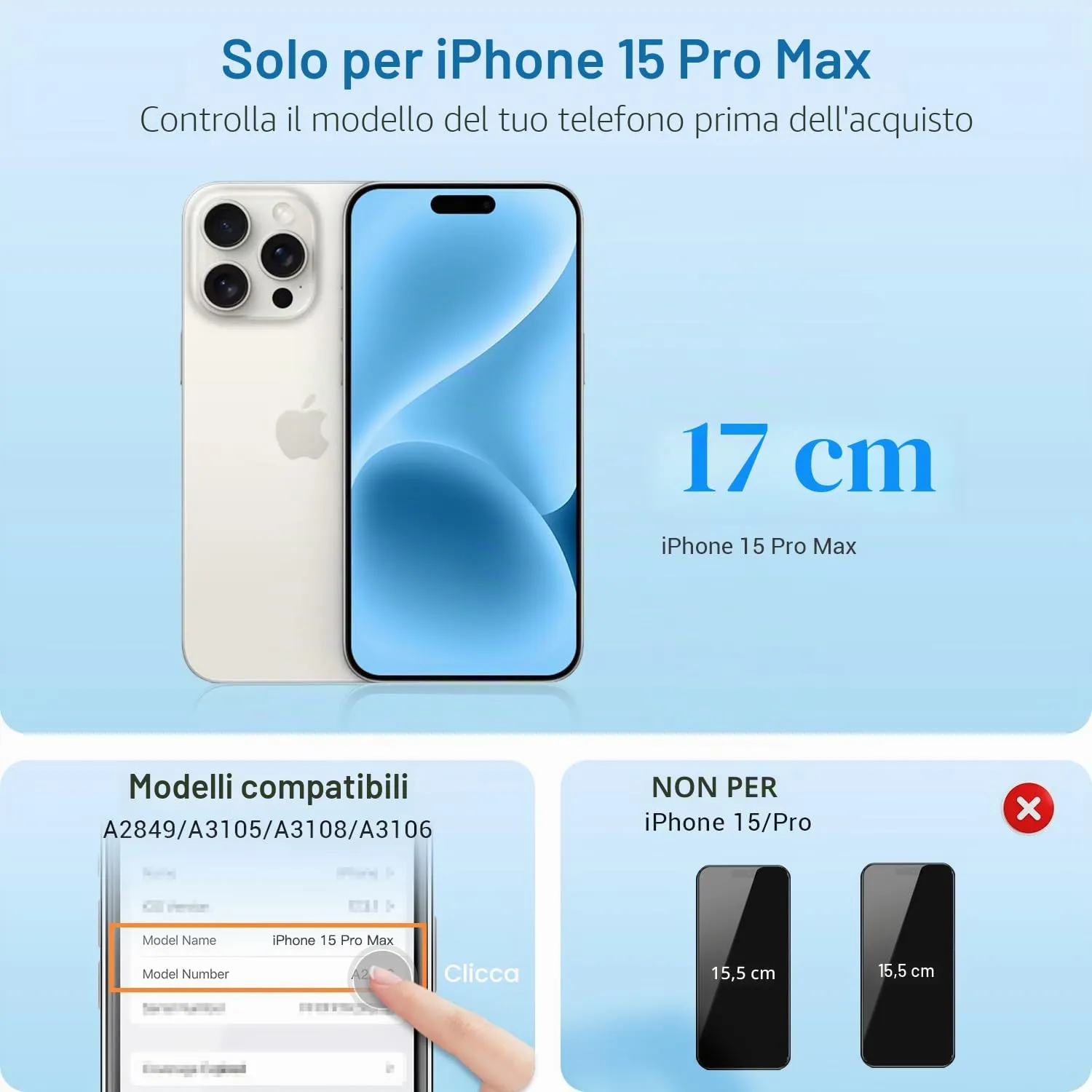 GULEEK Display LCD per iPhone 15 Pro Max, Schermo FHD 6,7" con Touch Screen Integrato - immagine 2