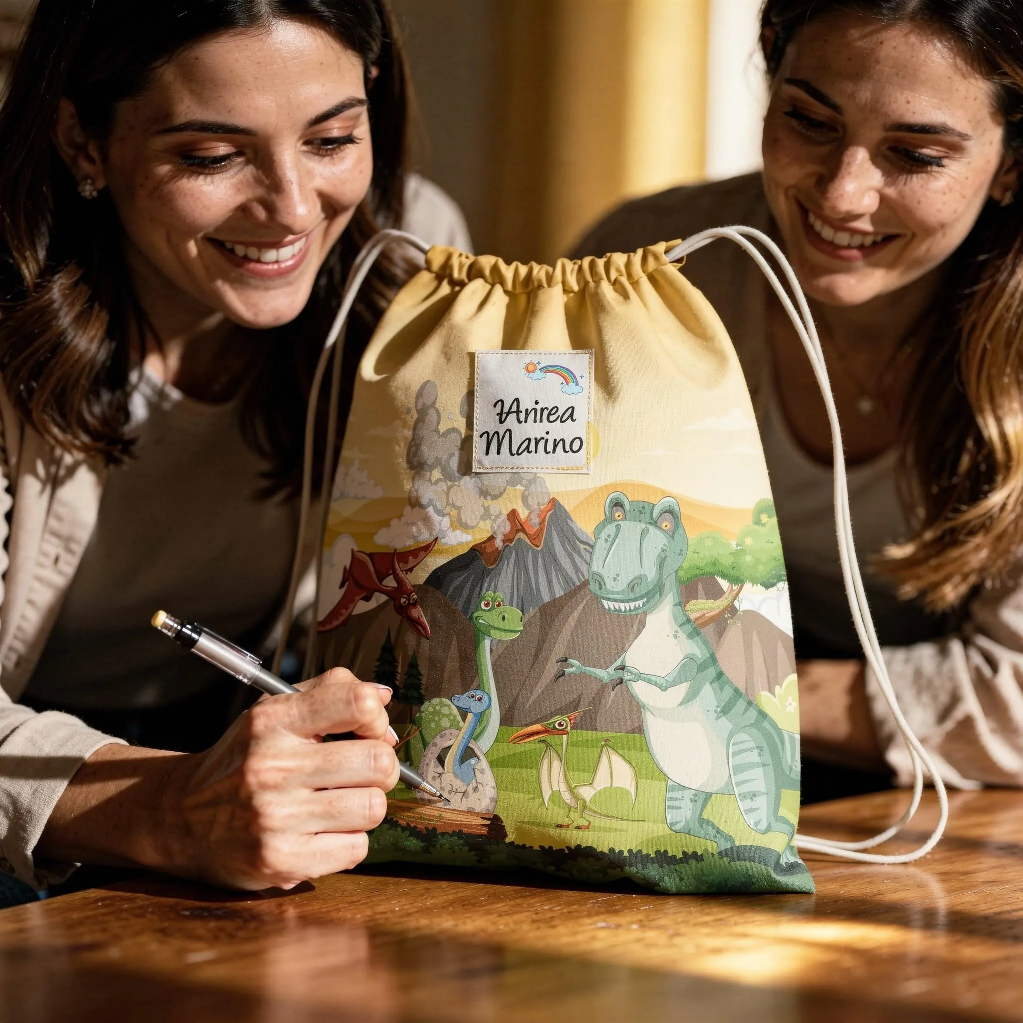 KAÏDENSÏ Sacca Asilo Personalizzata Dinosauri con Foto, 32x40 cm - immagine 7