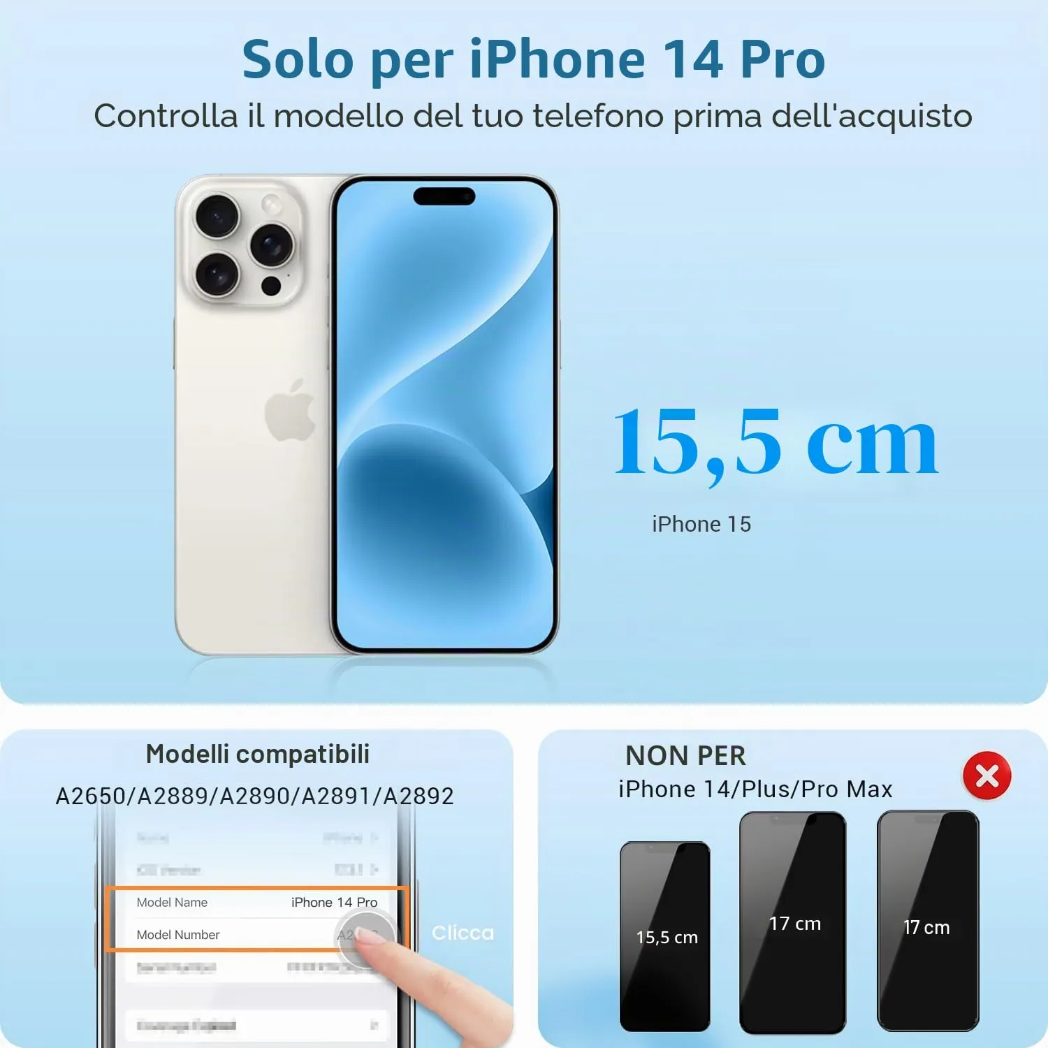 GULEEK Display LCD FHD COF 6,1" per iPhone 14 Pro con Touch Screen Integrato - immagine 2