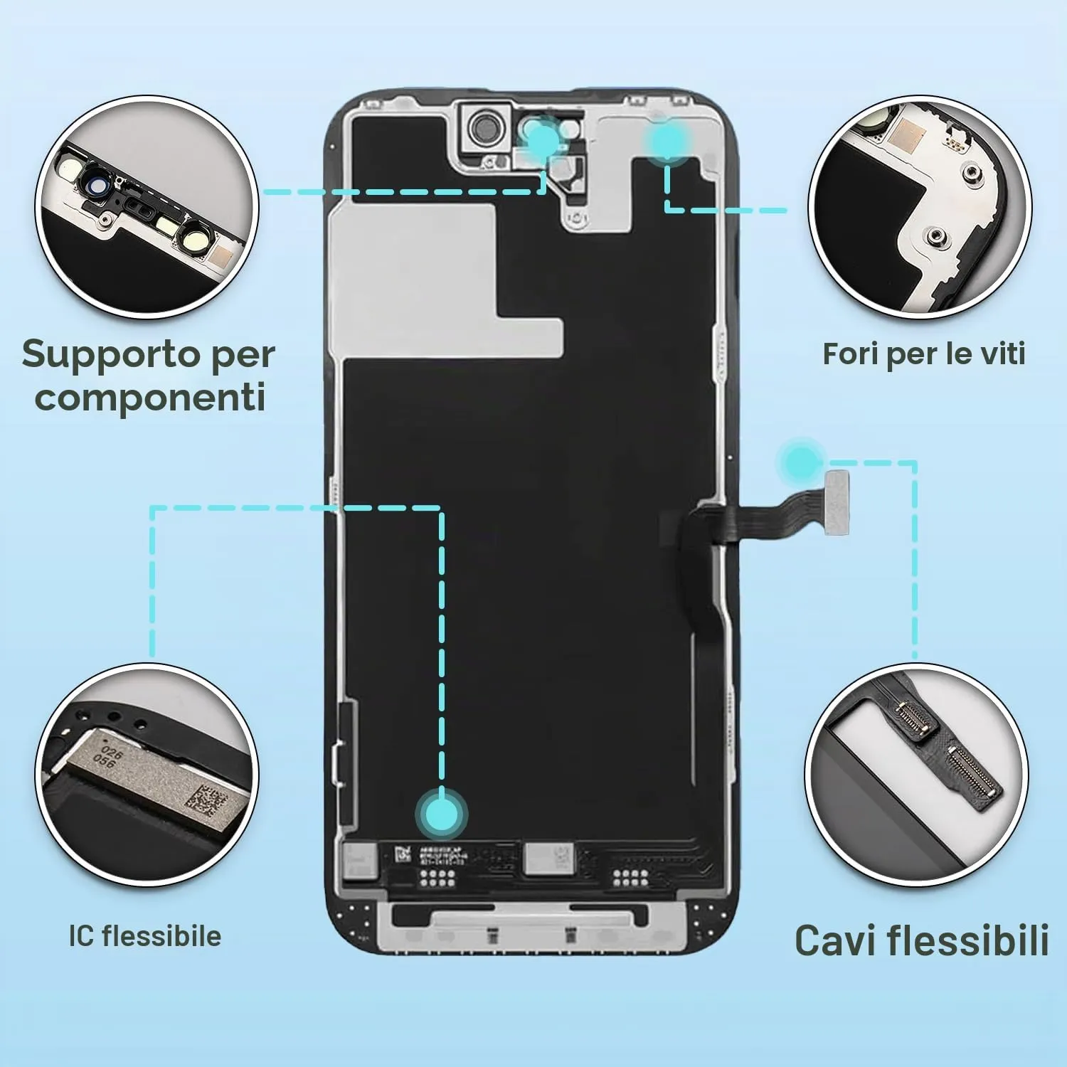 GULEEK Display LCD FHD COF 6,1" per iPhone 14 Pro con Touch Screen Integrato - immagine 3