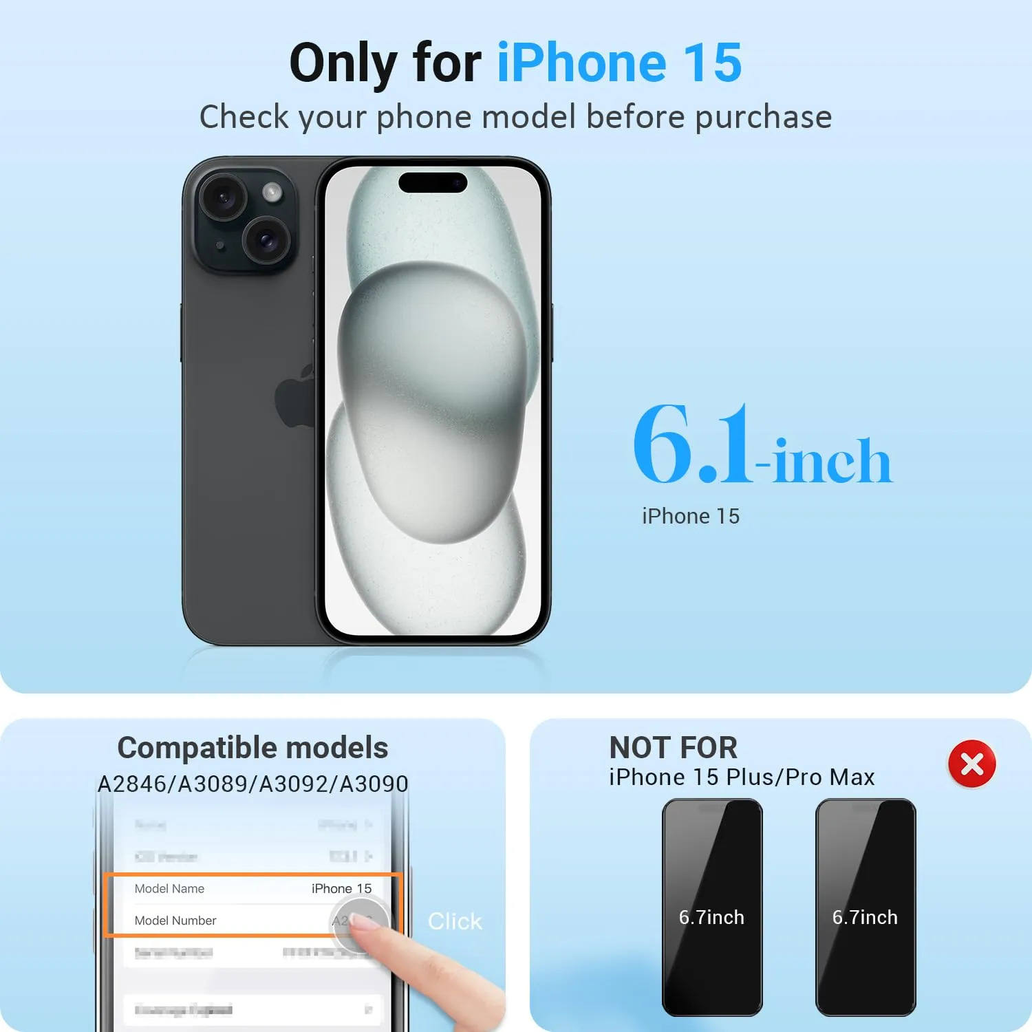 GULEEK Schermo LCD FHD COF 6,1" per iPhone 15 con Touch Screen Integrato - immagine 2