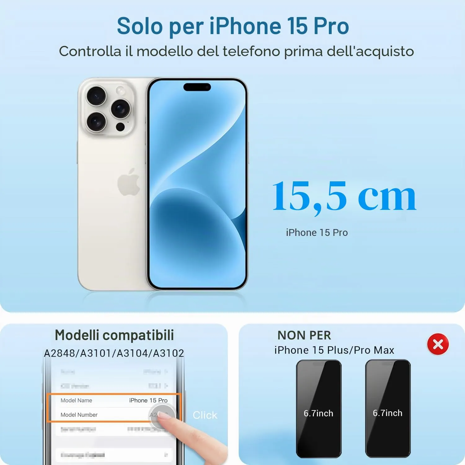 GULEEK Display per iPhone 15 Pro, Schermo LCD FHD COF 6,1", Touch Screen Integrato - immagine 2