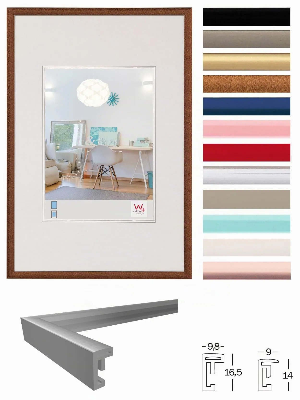 walther design New Lifestyle KV130Y Cornice Portafoto in Plastica, 21 x 29,7 cm DIN A4, Oro Rosa - immagine 2