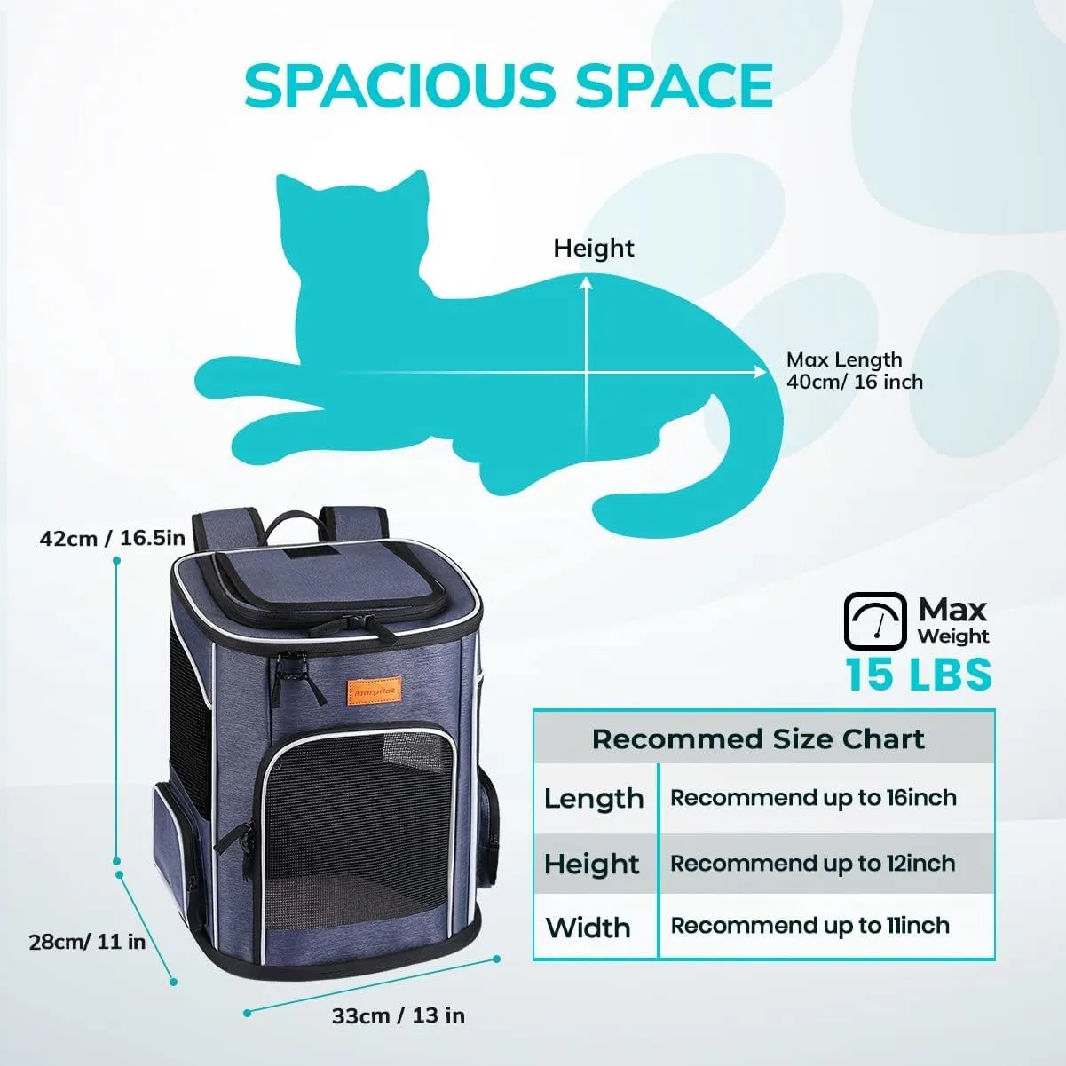 Morpilot Zaino Trasportino per Cani e Gatti fino a 7kg, Blu Denim - immagine 2