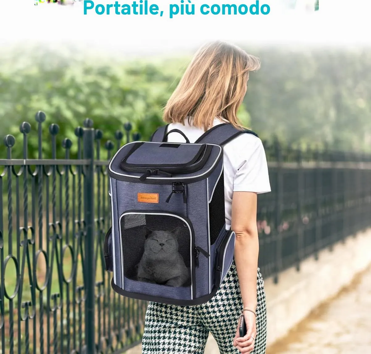 Morpilot Zaino Trasportino per Cani e Gatti fino a 7kg, Blu Denim - immagine 3