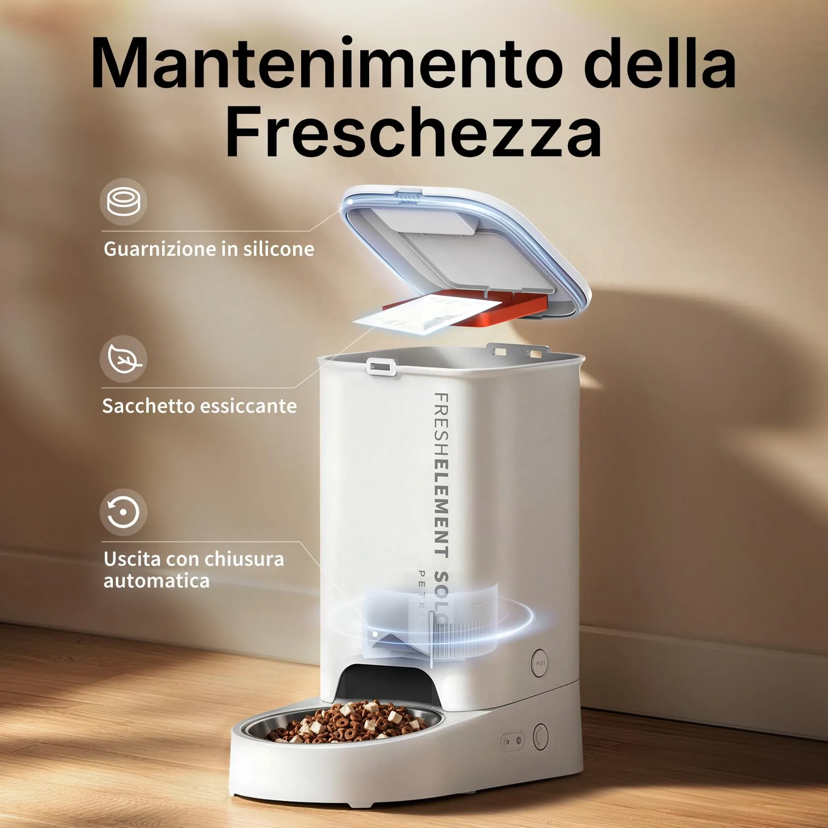 PETKIT Distributore Automatico di Cibo per Gatti e Cani, 3L, WiFi 2.4G, Ciotola in Acciaio Inox 304, Tecnologia Fresh Lock - immagine 4