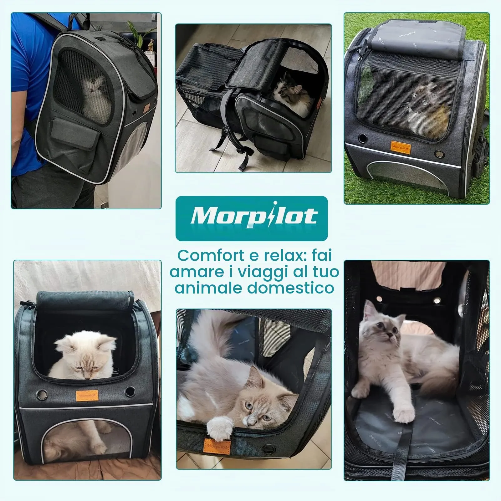 Morpilot Zaino Trasportino Estensibile per Cani e Gatti fino a 8 kg - immagine 8