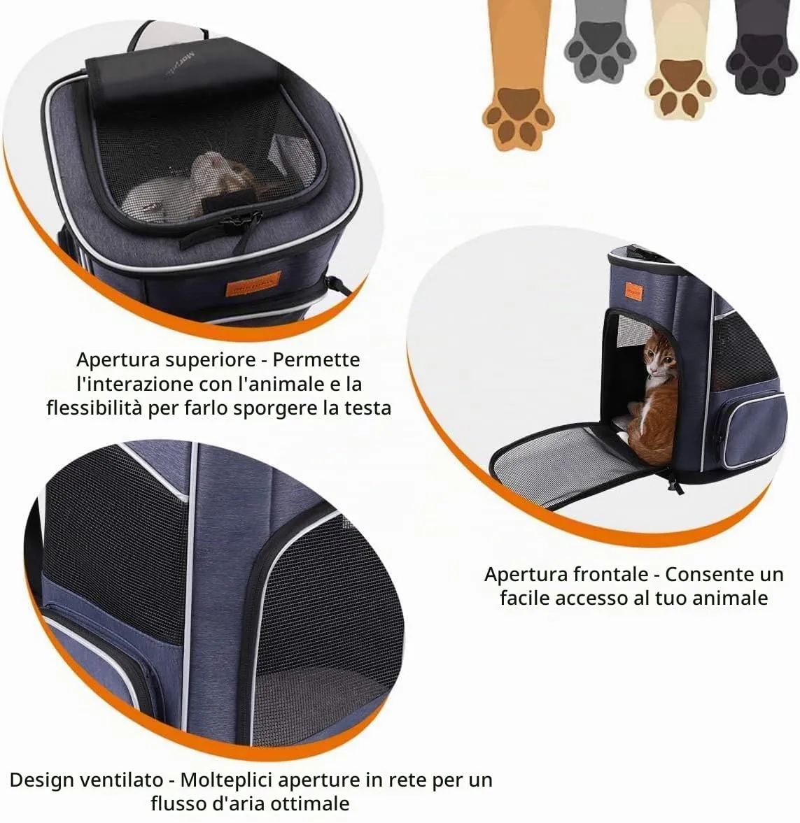 Morpilot Zaino Trasportino per Cani e Gatti fino a 7kg con Cinturino di Sicurezza Interno - immagine 5