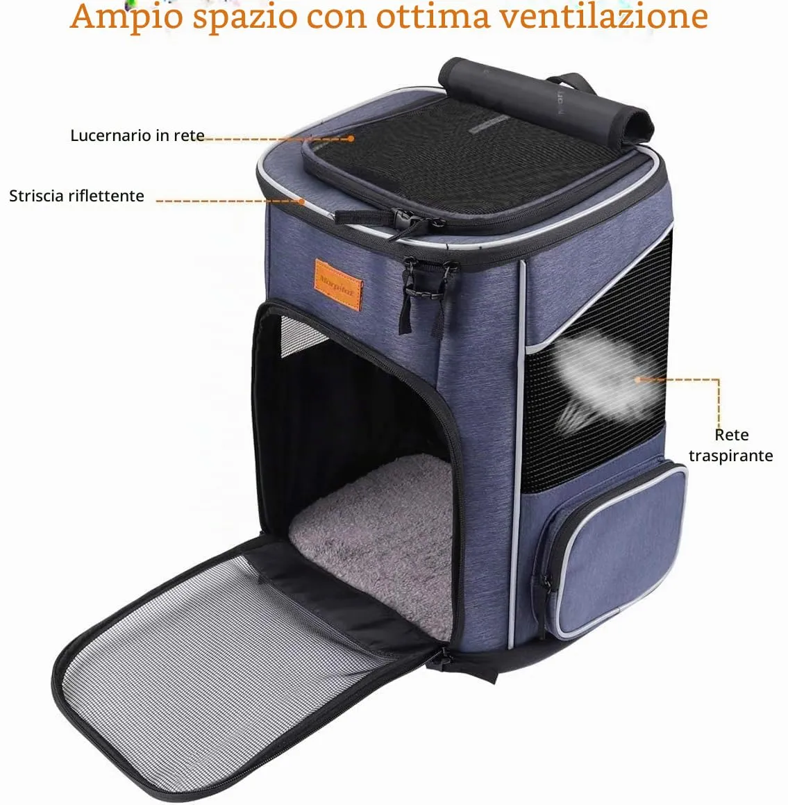 Morpilot Zaino Trasportino per Cani e Gatti fino a 7kg con Cinturino di Sicurezza Interno - immagine 6