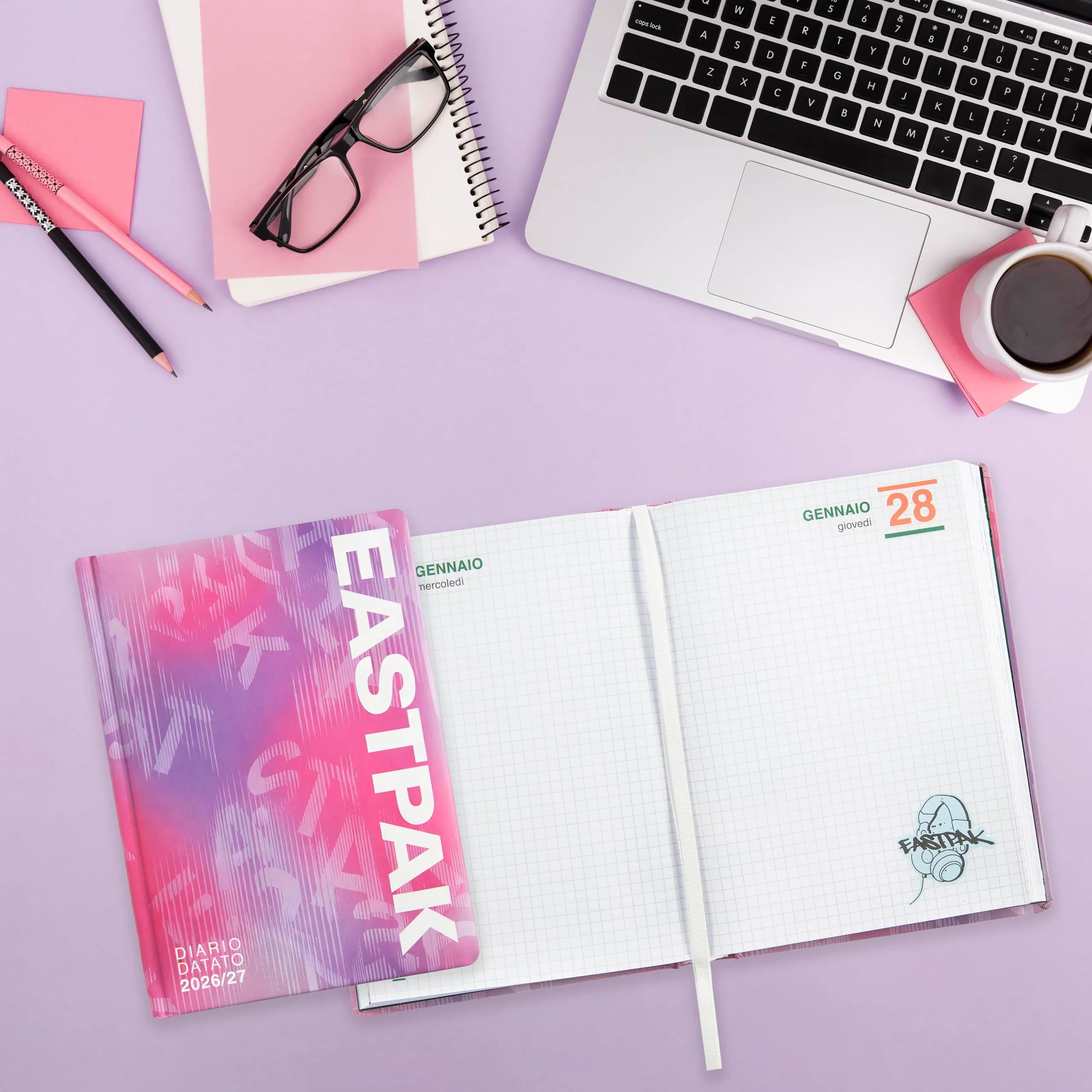 Eastpak Diario Scuola 2026-2027, Datato 13 Mesi, Copertina Imbottita, 352 Pagine e Stickers, 12 x 16.5 cm - immagine 6