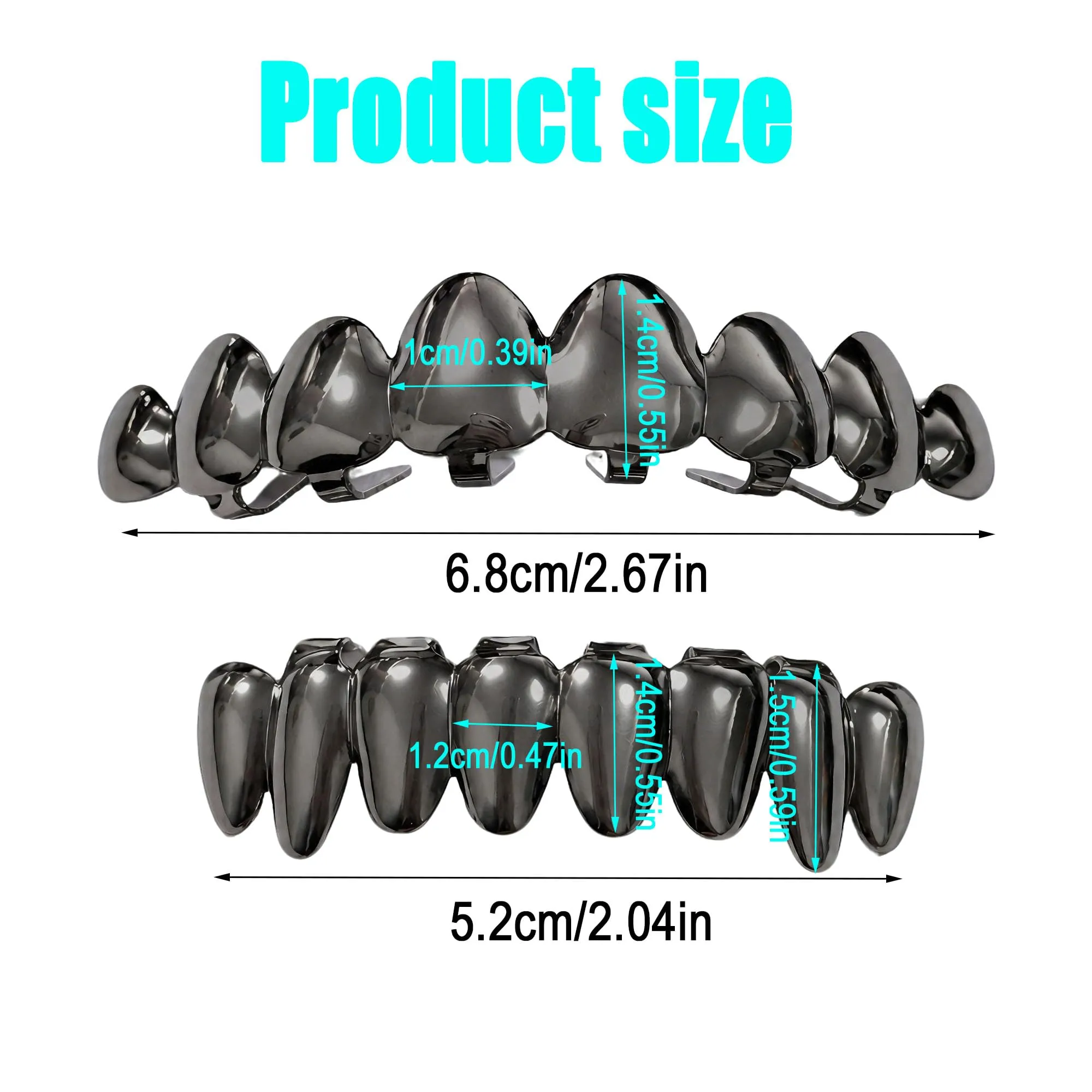 Longhao Grillz Hip Hop per denti, placcati in oro, set completo con 2 forme in silicone - immagine 2