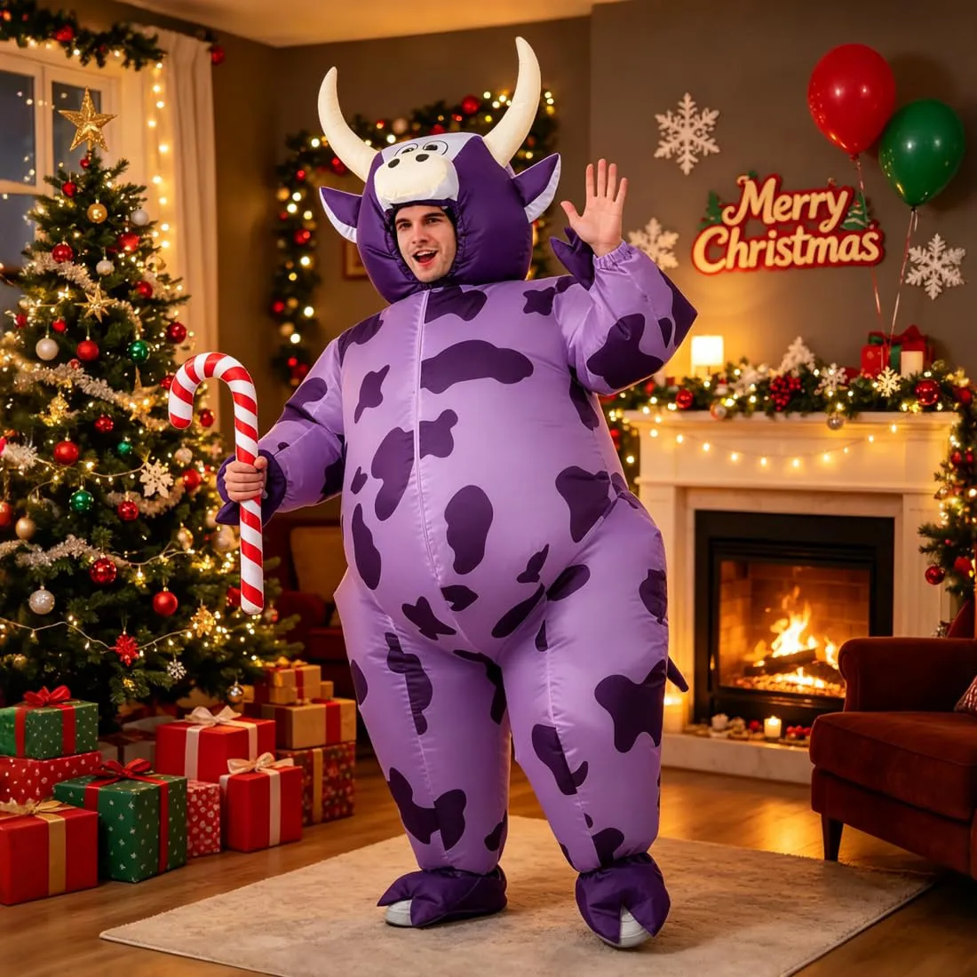 JASHKE Costume da Mucca Gonfiabile per Adulti Unisex - immagine 2