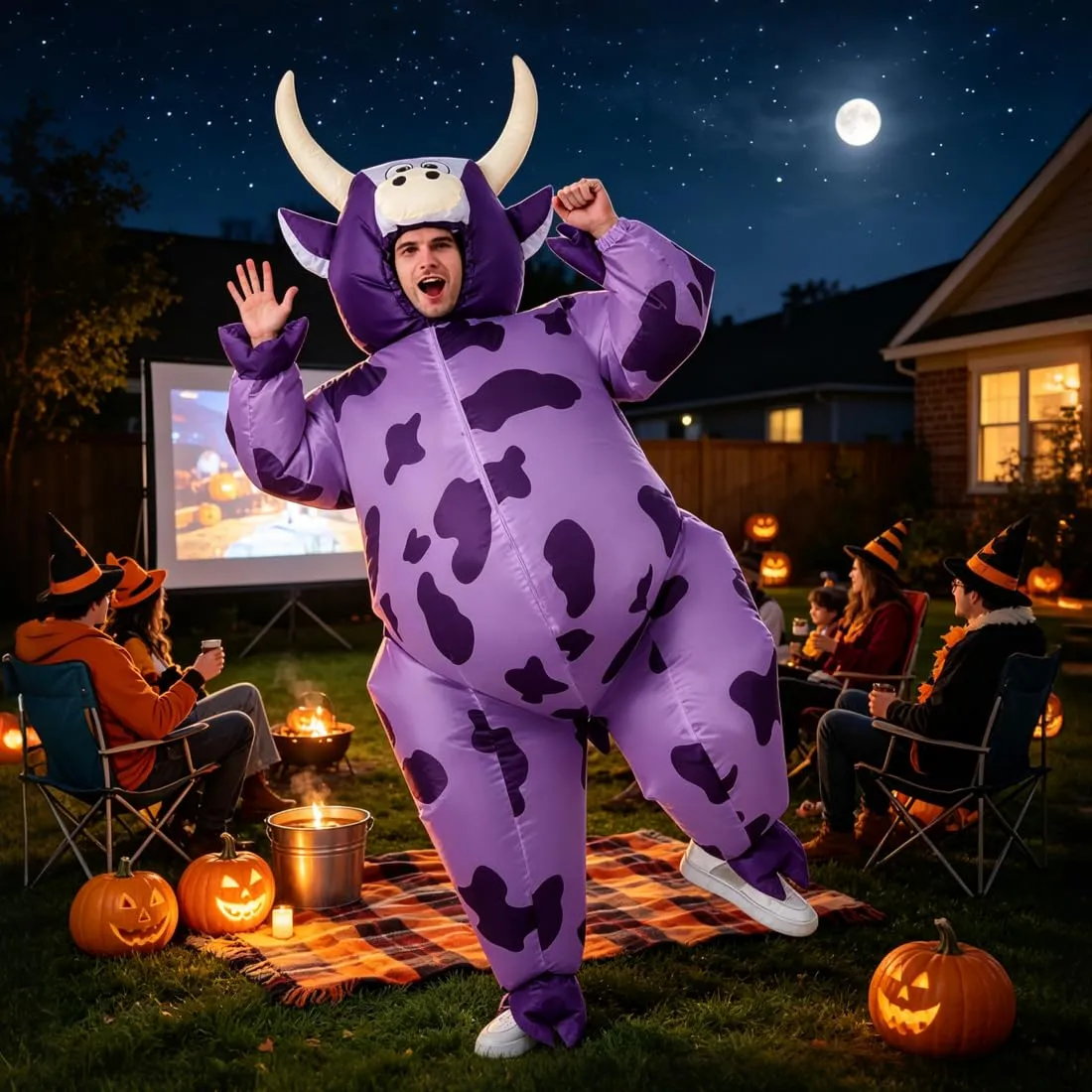 JASHKE Costume da Mucca Gonfiabile per Adulti Unisex - immagine 3
