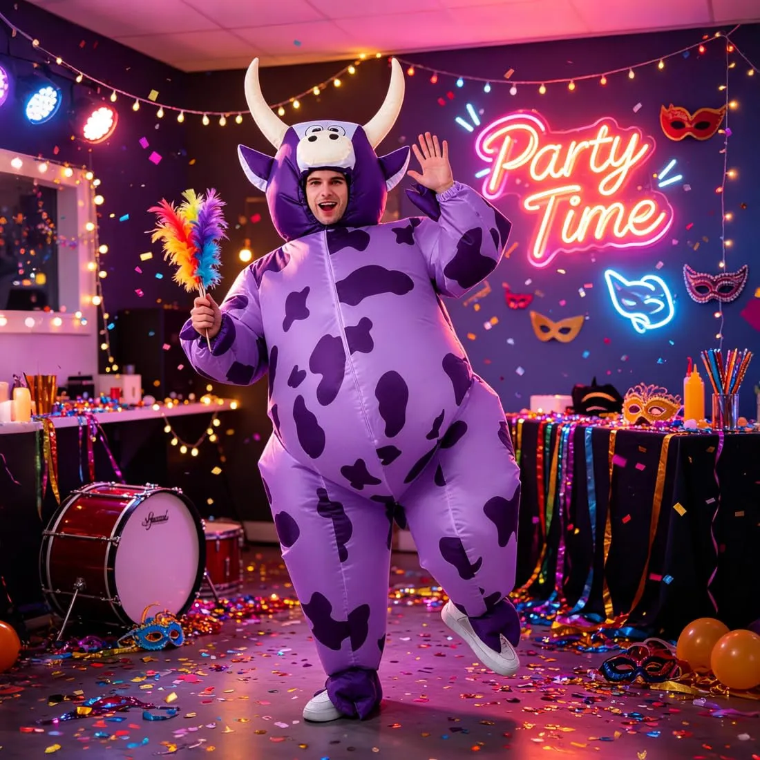 JASHKE Costume da Mucca Gonfiabile per Adulti Unisex - immagine 5