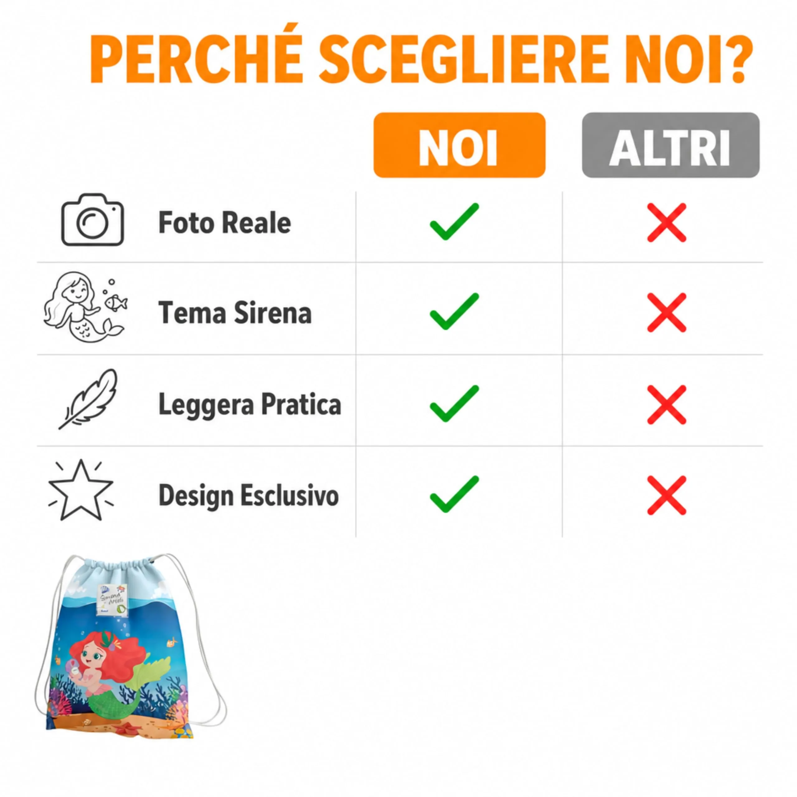 KAÏDENSÏ Sacca Asilo Personalizzata Sirena con Foto, 32x40 cm - immagine 6
