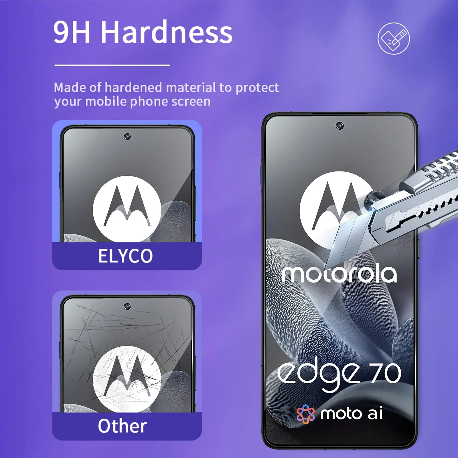 ELYCO Privacy Tempered Glass Screen Protector for Motorola Moto Edge 70, 2 Pieces - immagine 5