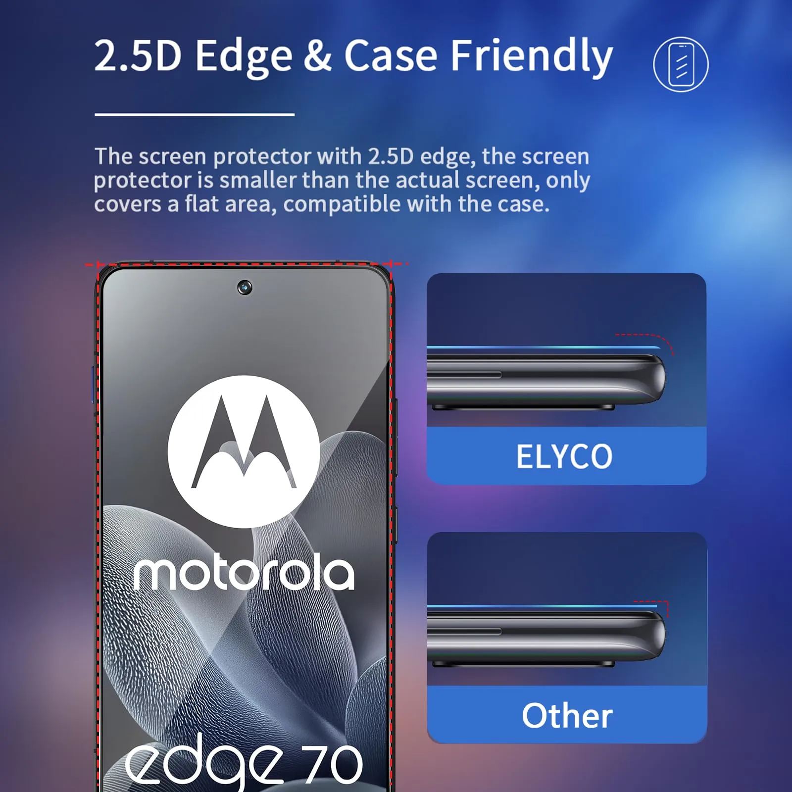 ELYCO Privacy Tempered Glass Screen Protector for Motorola Moto Edge 70, 2 Pieces - immagine 7