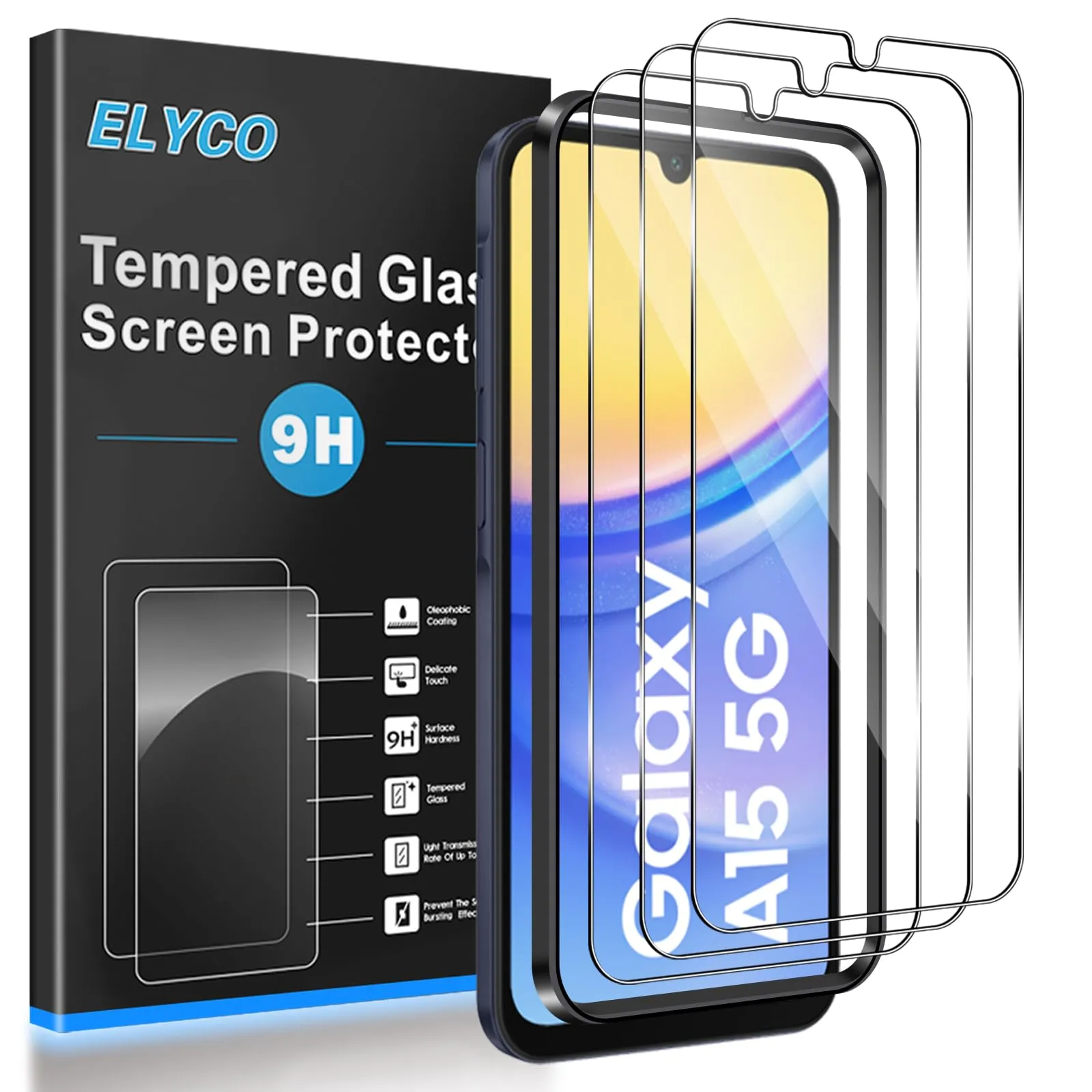 ELYCO Vetro Temperato per Samsung Galaxy A15 4G/5G, 3 Pezzi - immagine 1