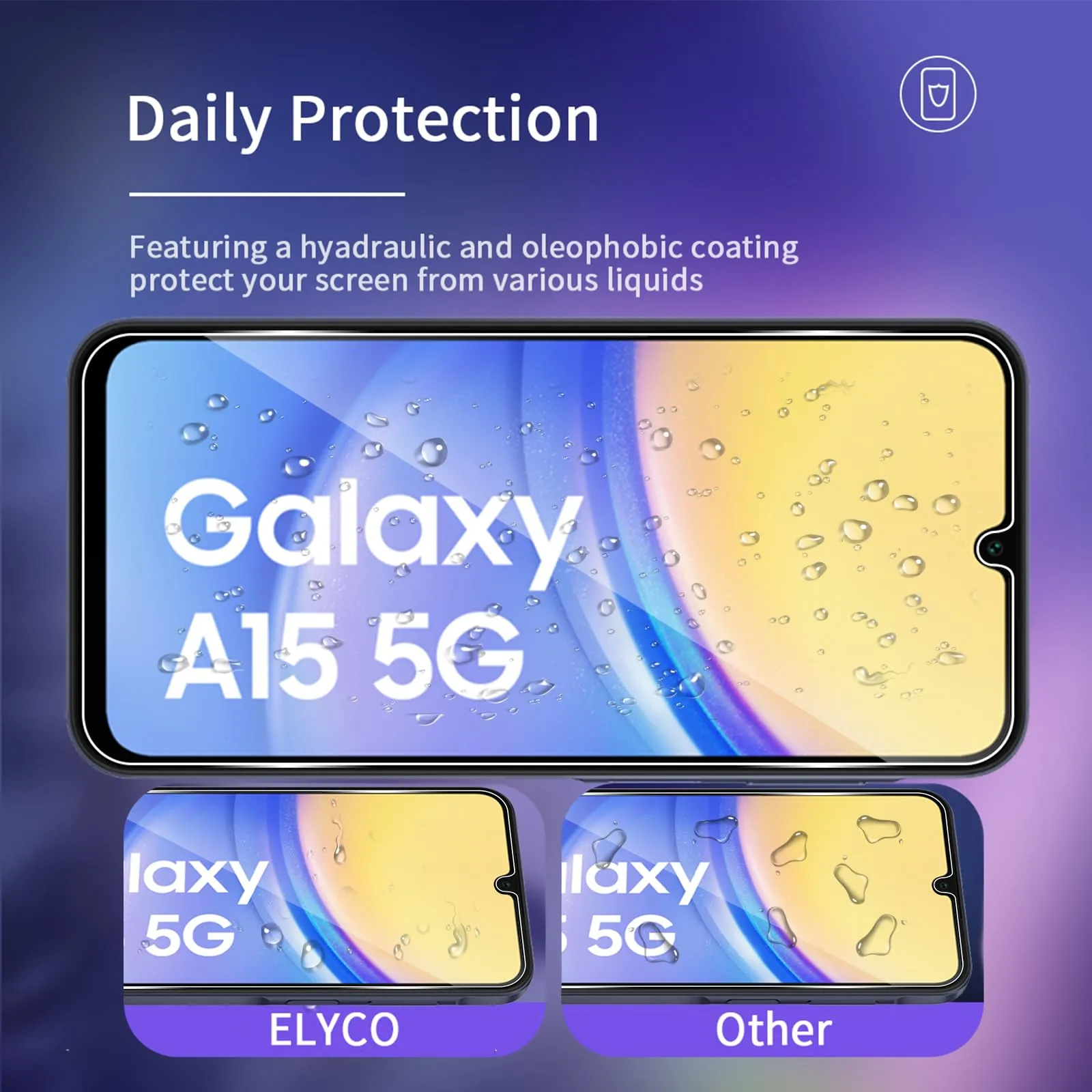 ELYCO Vetro Temperato per Samsung Galaxy A15 4G/5G, 3 Pezzi - immagine 2