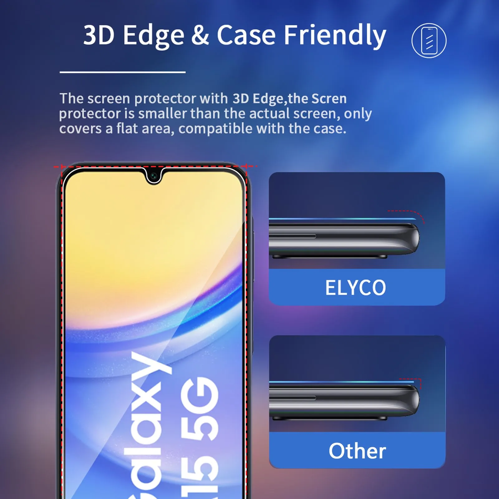 ELYCO Vetro Temperato per Samsung Galaxy A15 4G/5G, 3 Pezzi - immagine 5