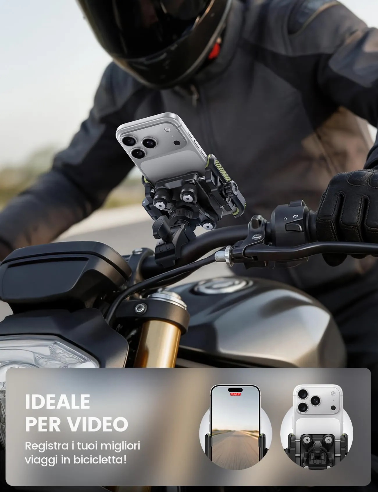Lamicall Supporto Telefono Moto e Bici Antivibrazione BCSP11-EU-GN - immagine 3