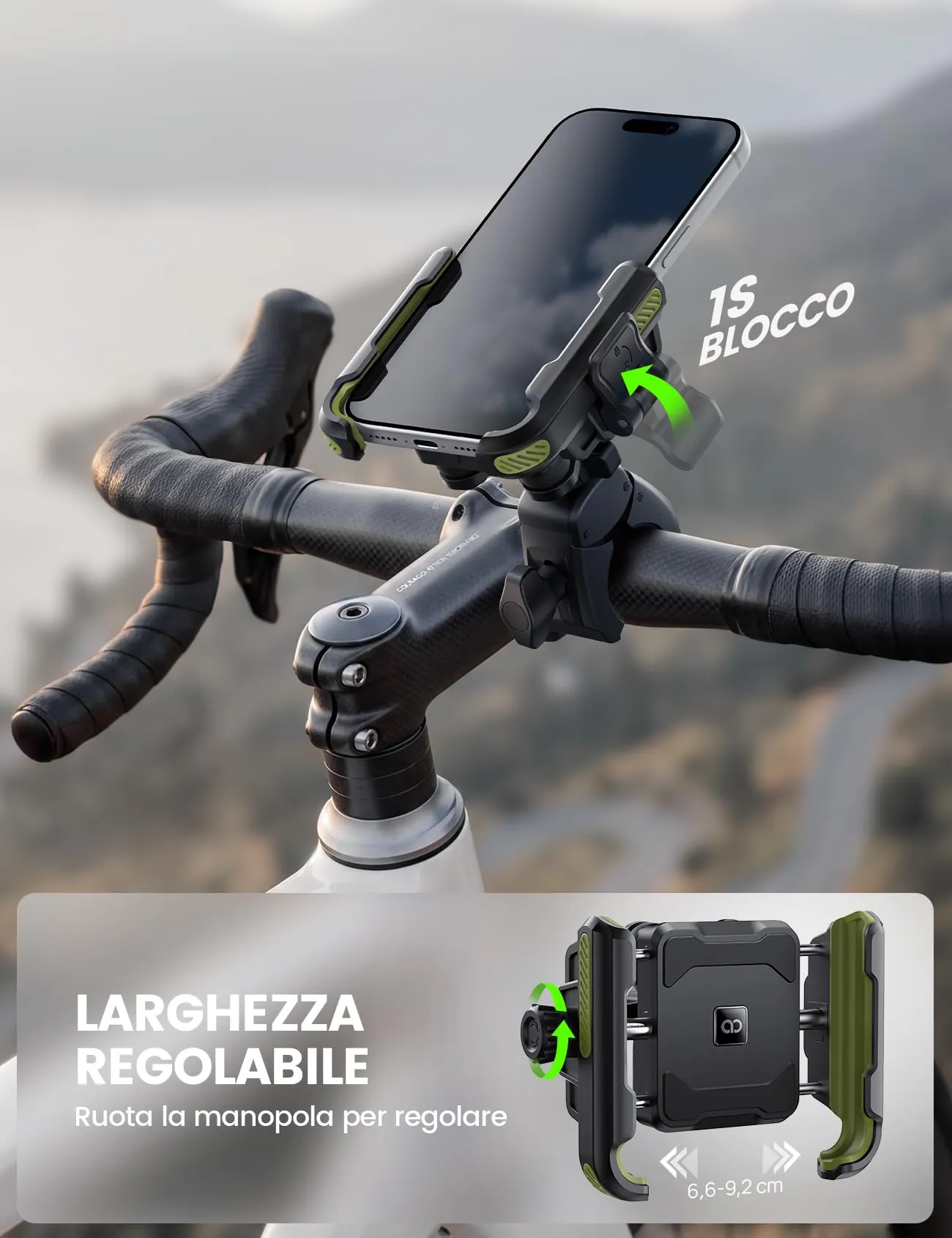 Lamicall Supporto Telefono Moto e Bici Antivibrazione BCSP11-EU-GN - immagine 4