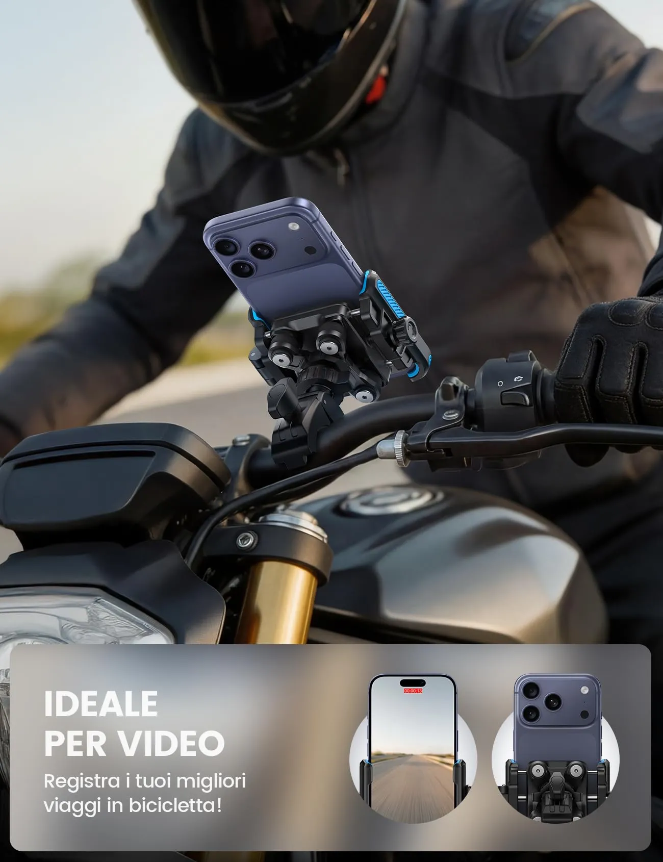 Lamicall Supporto Telefono Moto e Bici Antivibrazione BCSP11-EU-BU - immagine 3