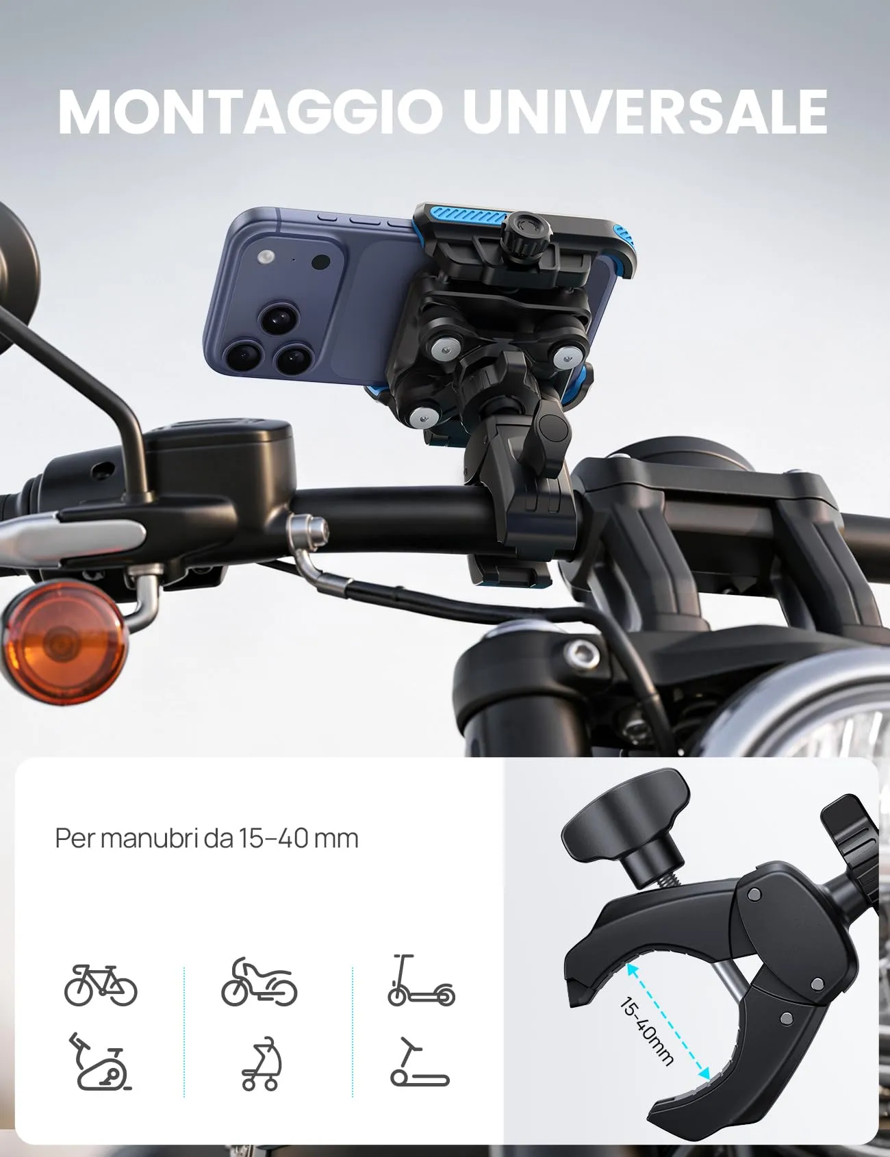 Lamicall Supporto Telefono Moto e Bici Antivibrazione BCSP11-EU-BU - immagine 6