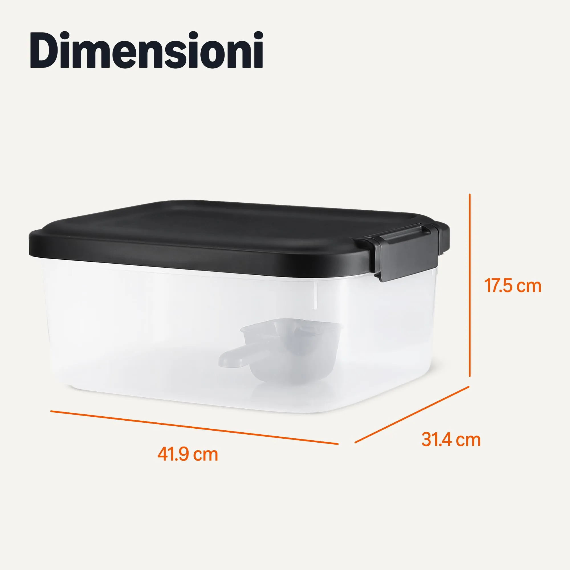 Amazon Basics Contenitore per Cibo per Animali Domestici, 4.5 kg, Trasparente e Nero - immagine 5