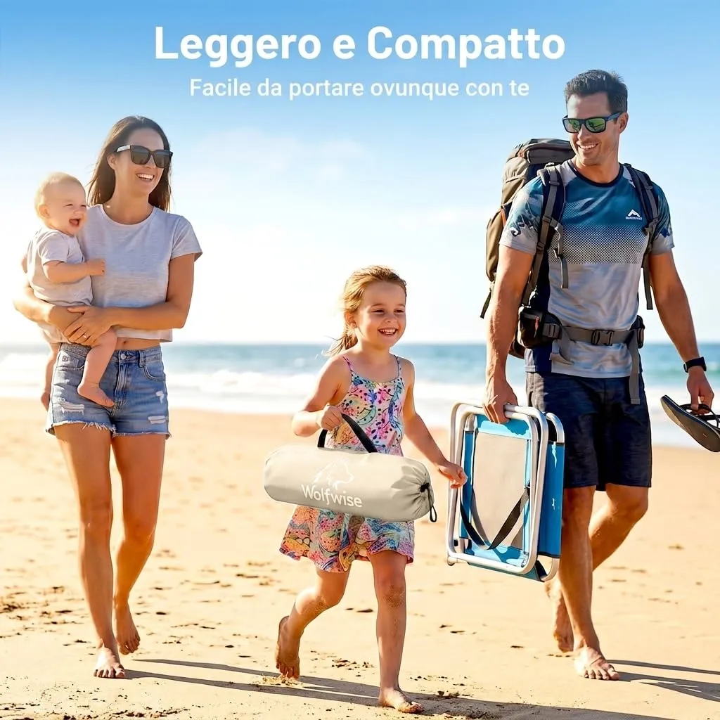 Wolfwise Tenda da Spiaggia UPF 50+, Riparo Solare con 3 Finestre Ventilate, Capacità 3 Persone, Beige - immagine 7