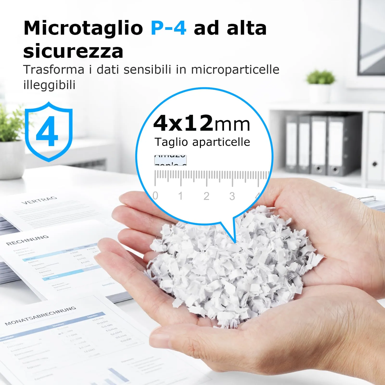 BONSEN Distruggidocumenti Auto-Feed 100 Fogli, Microtaglio P-4 - immagine 4