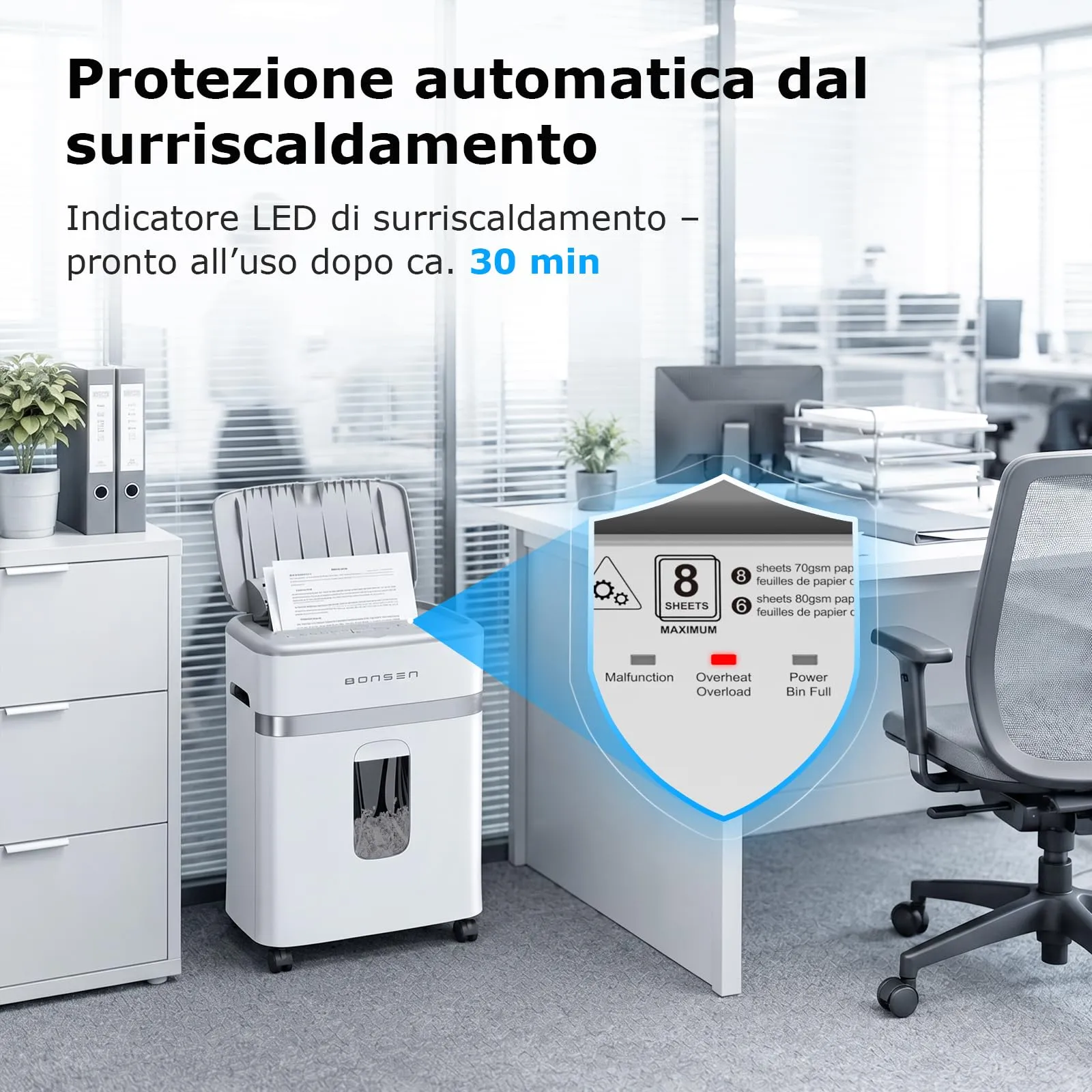 BONSEN Distruggidocumenti Auto-Feed 100 Fogli, Microtaglio P-4 - immagine 5