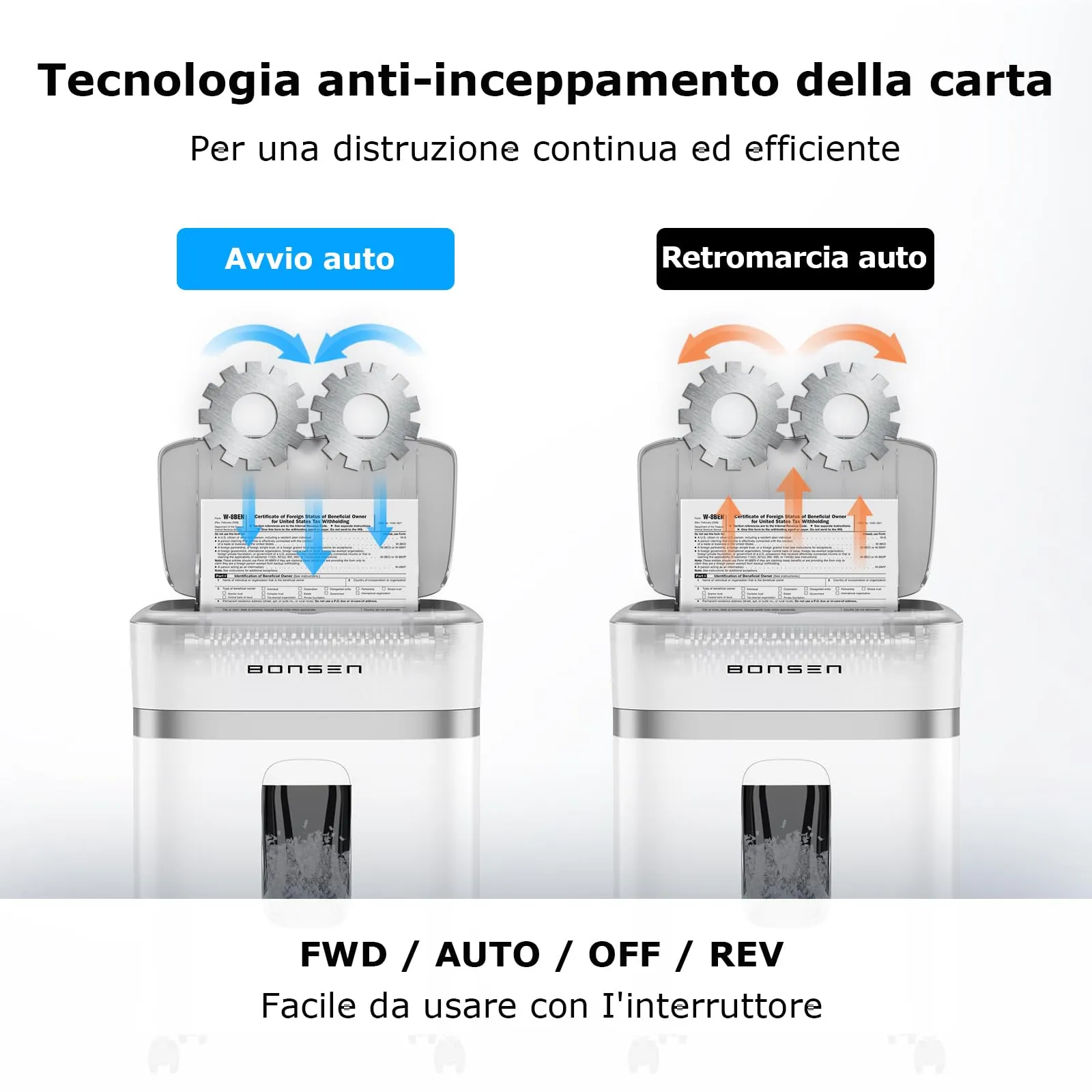 BONSEN Distruggidocumenti Auto-Feed 100 Fogli, Microtaglio P-4 - immagine 6