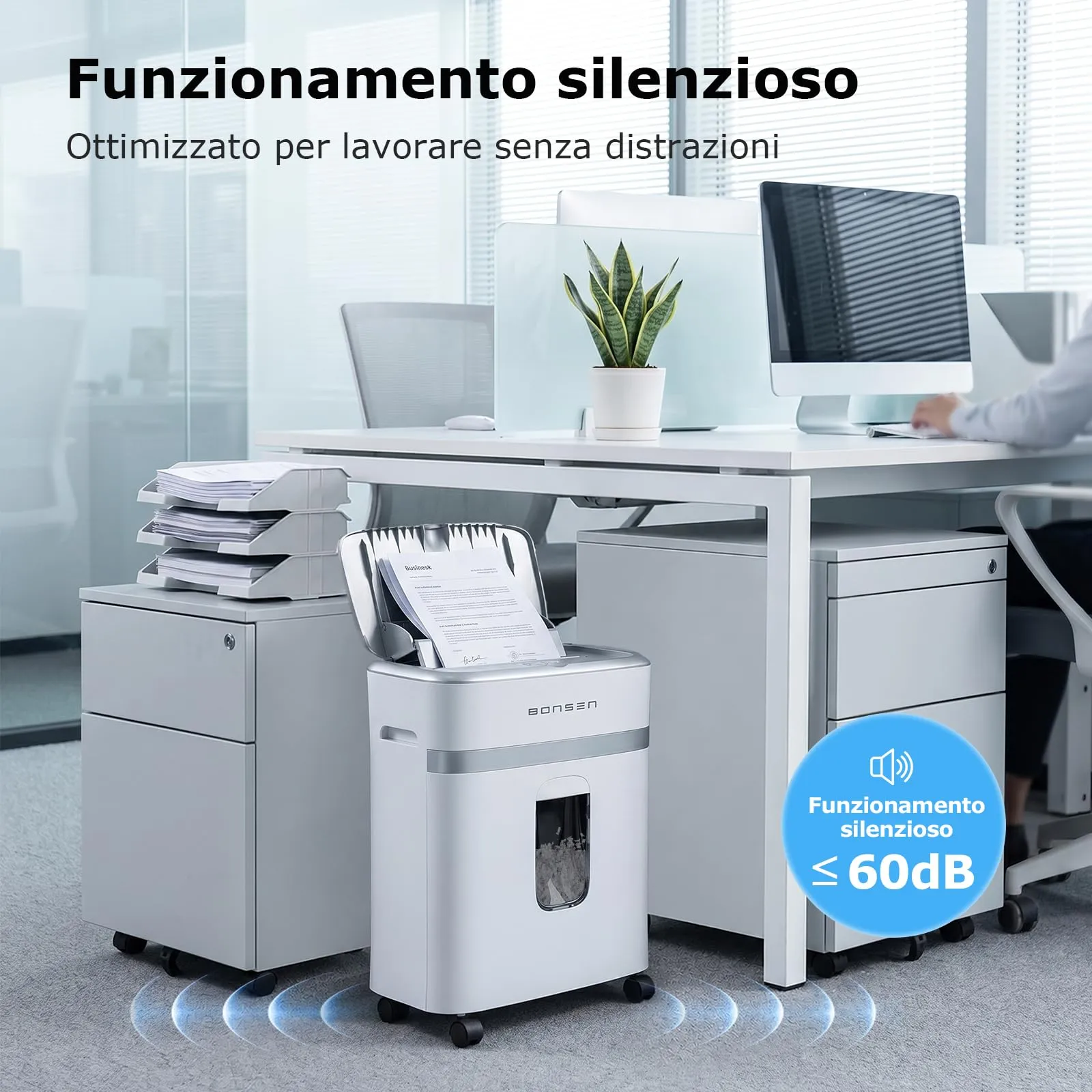 BONSEN Distruggidocumenti Auto-Feed 100 Fogli, Microtaglio P-4 - immagine 7