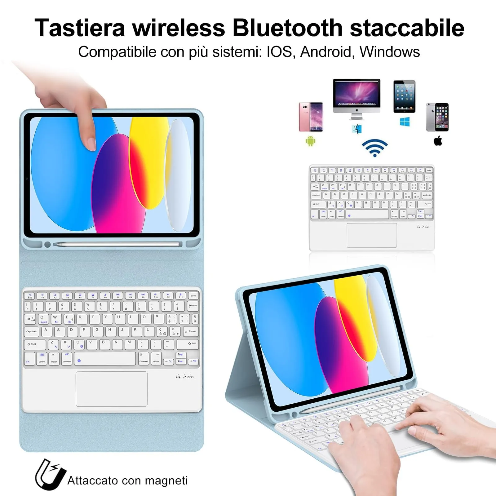 IVEOPPE Tastiera con Touchpad per iPad 11 Generazione 11" (2025) e iPad 10 Generazione 10.9" (2022) - immagine 3