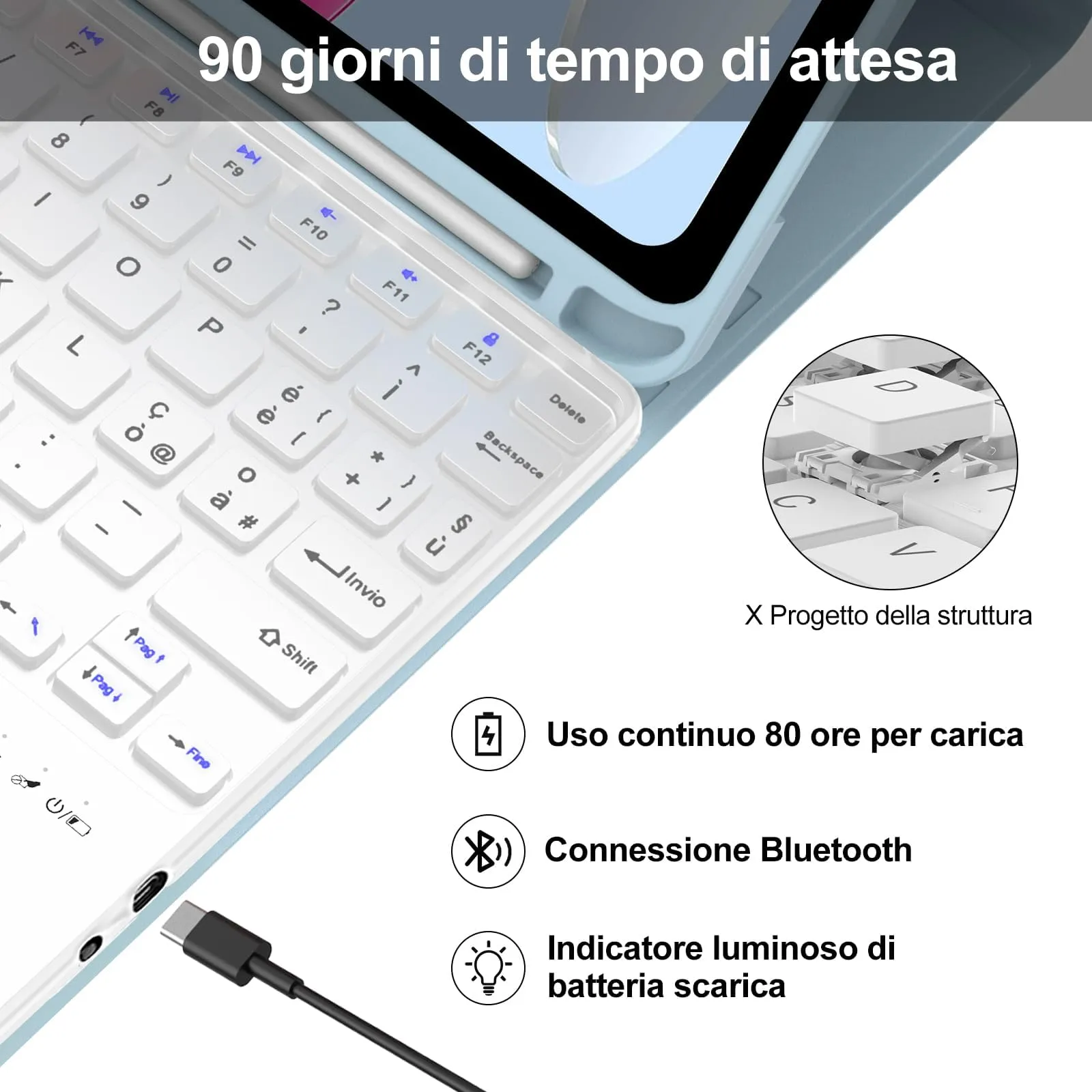 IVEOPPE Tastiera con Touchpad per iPad 11 Generazione 11" (2025) e iPad 10 Generazione 10.9" (2022) - immagine 4