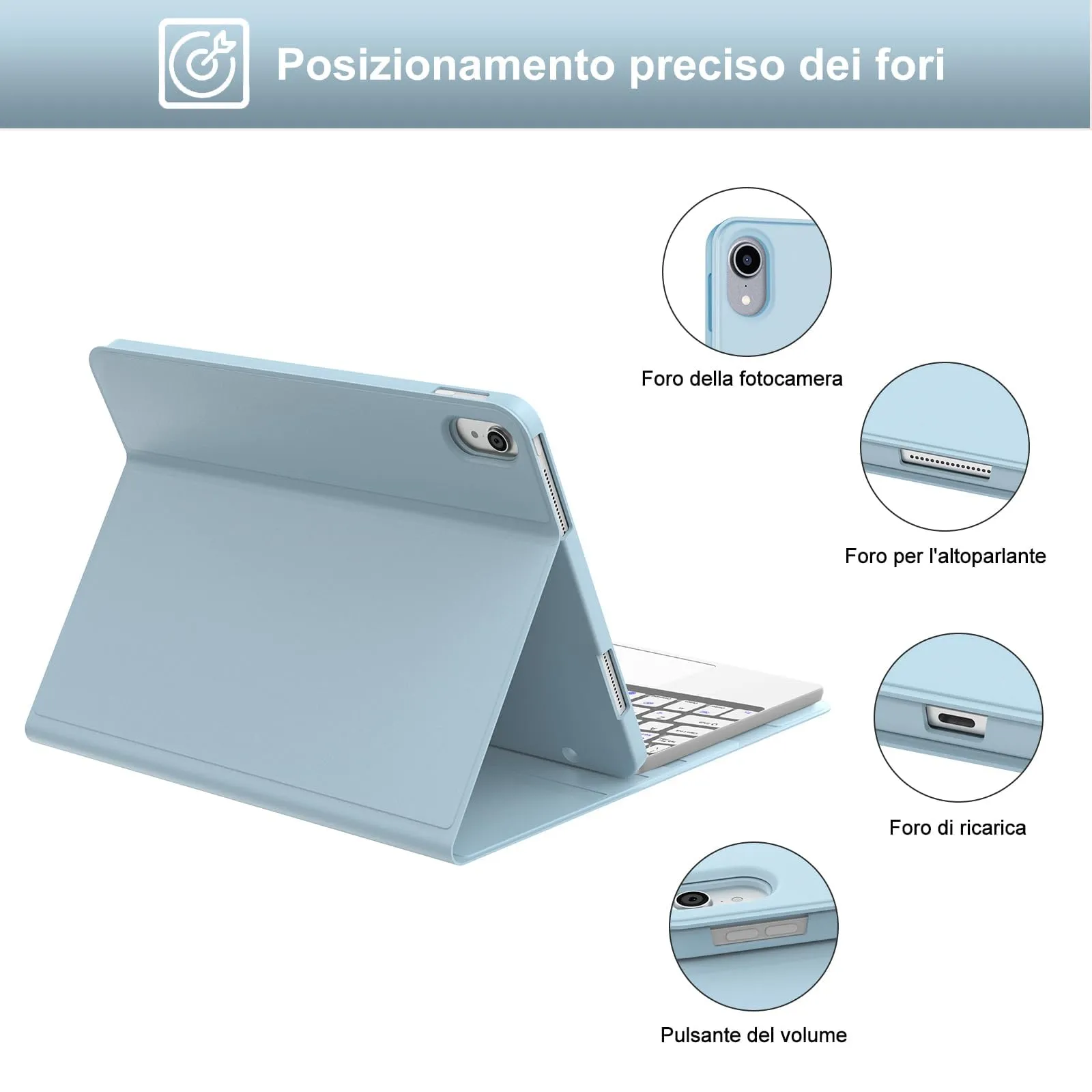 IVEOPPE Tastiera con Touchpad per iPad 11 Generazione 11" (2025) e iPad 10 Generazione 10.9" (2022) - immagine 7